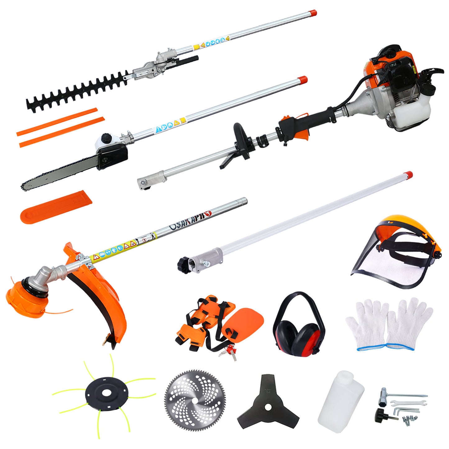 10 in 1 Weed Eater Grass Trimmer, Multi-Functional String Trimmer with Gas Pole Saw, Hedge Trimmer, Weed Trimmer, and Brush Cutter, Weed Eater for Patio Garden Lawn, 33CC 2-Cycle