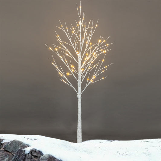 4Ft LED Birch Tree, Artificial Christmas Tree with 48 Warm White LED Lights, Light Up Birch Tree for Christmas Thanksgiving Party Wedding Decor, White Xmas Tree Lights for Outdoor and Indoor Use, K391