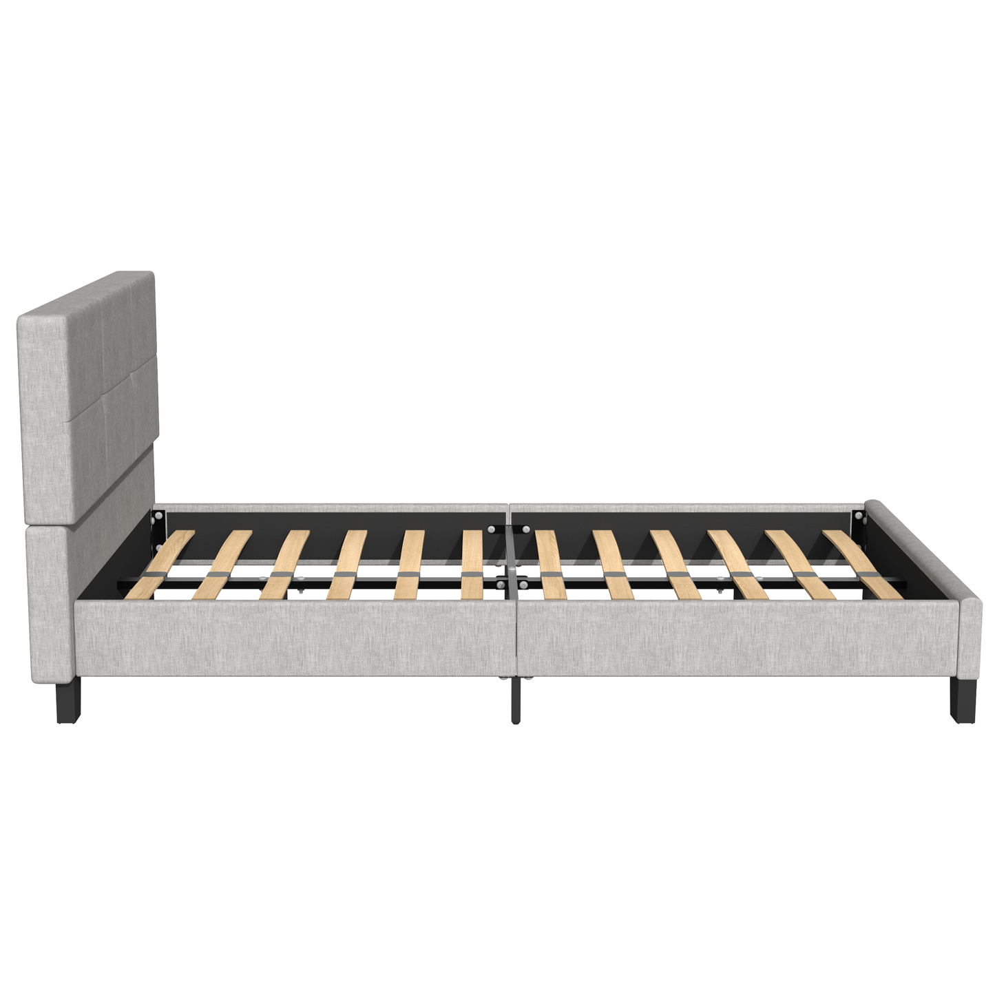 SYNGAR Twin Bed Frame, New Upgrade Twin Size Fabric Upholstered Platform Bed Frame with Height Adjustable Headboard, Bedroom Furniture Metal Frame Platform Bed Frame, No Box Spring Needed, Grey