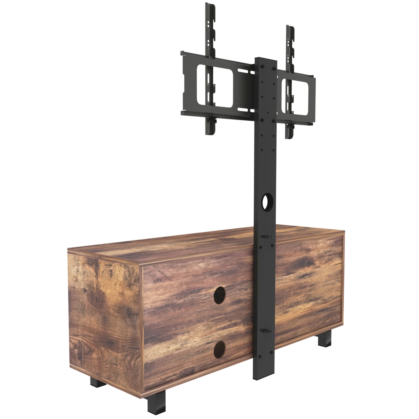 SYNGAR Rustic Brown Farmhouse TV Stand with Mount for 32-65 inch TVs, 2 in 1 TV Mount Stand Table Storage Cabinet Entertainment Center, Swivel Floor TV Stand Mount for Living Room Bedroom Office