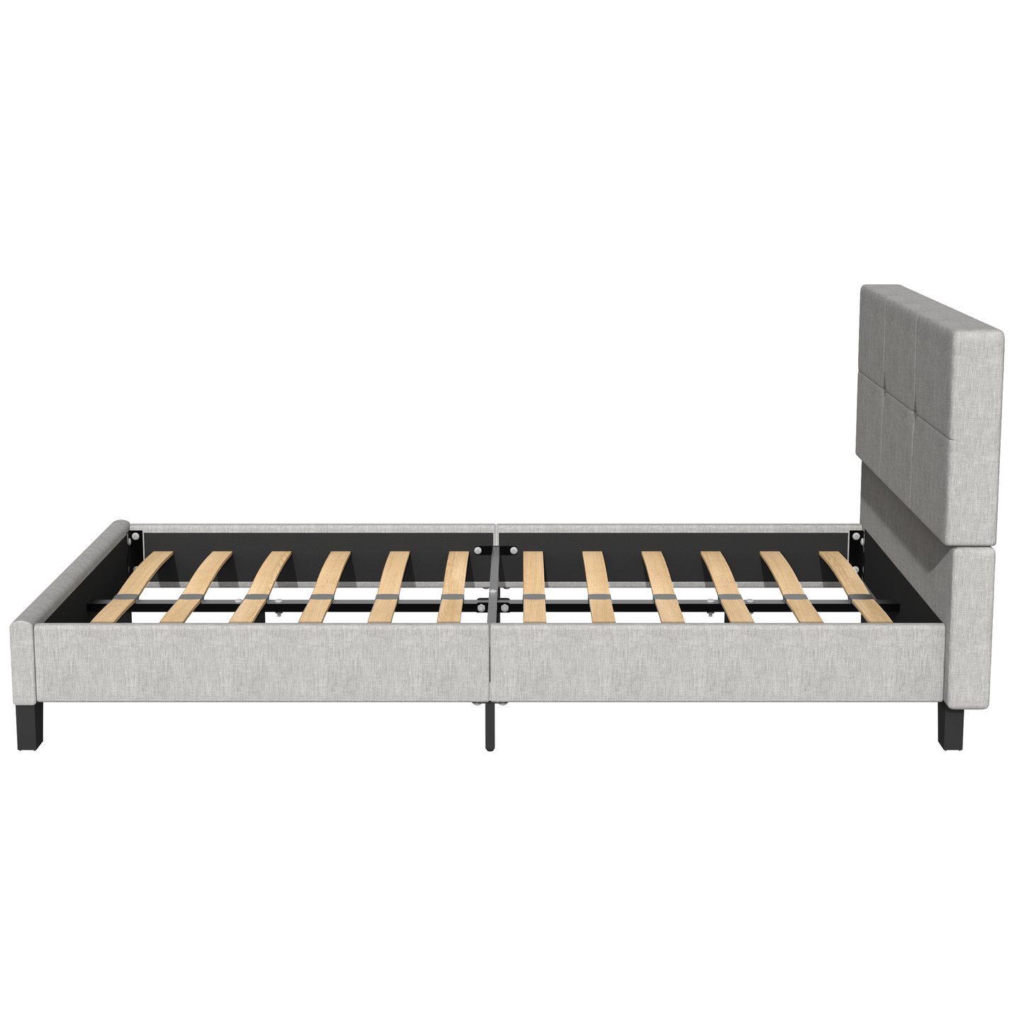 SYNGAR Twin Bed Frame, New Upgrade Twin Size Fabric Upholstered Platform Bed Frame with Height Adjustable Headboard, Bedroom Furniture Metal Frame Platform Bed Frame, No Box Spring Needed, Grey