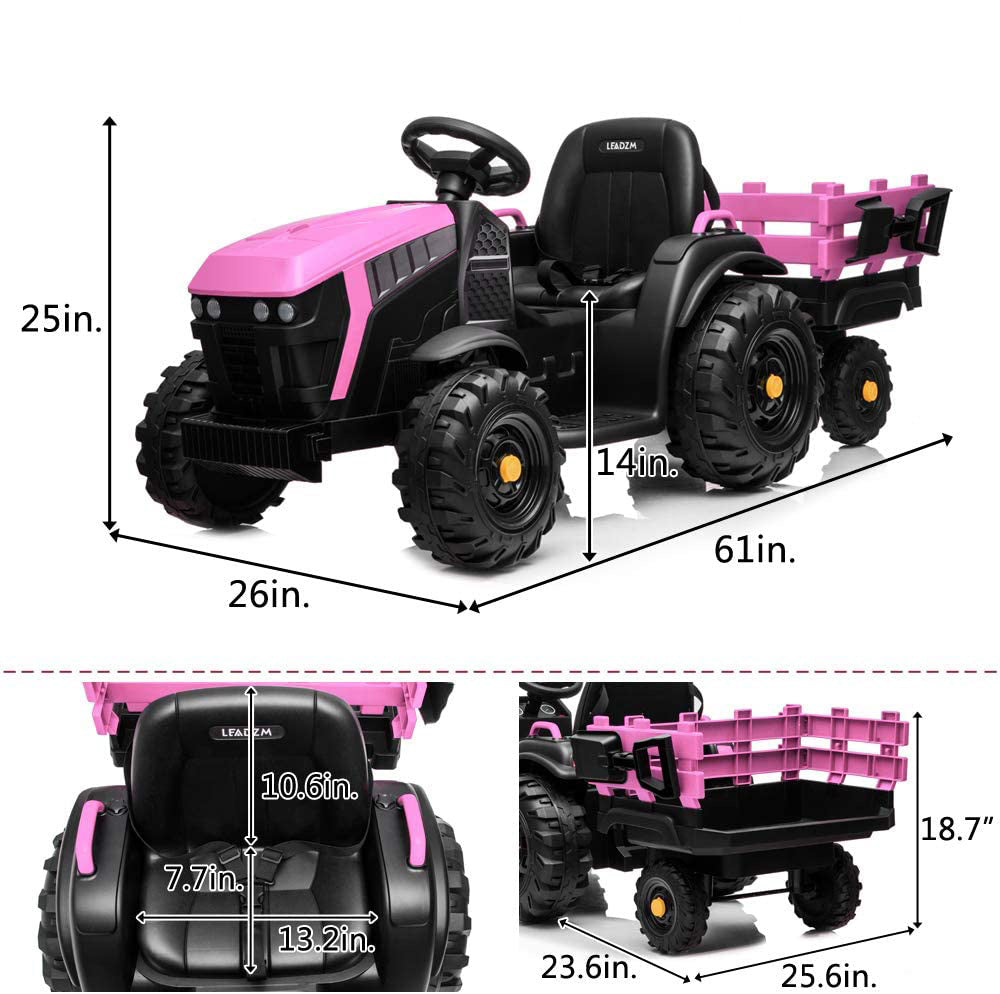 SYNGAR Ride on Tractor with Trailer, Electric Ride on Car Toy with 2 Speeds, Agricultural Vehicle Toy for Kids 3 to 8 Years with MP3 Player LED Lights USB Port Radio