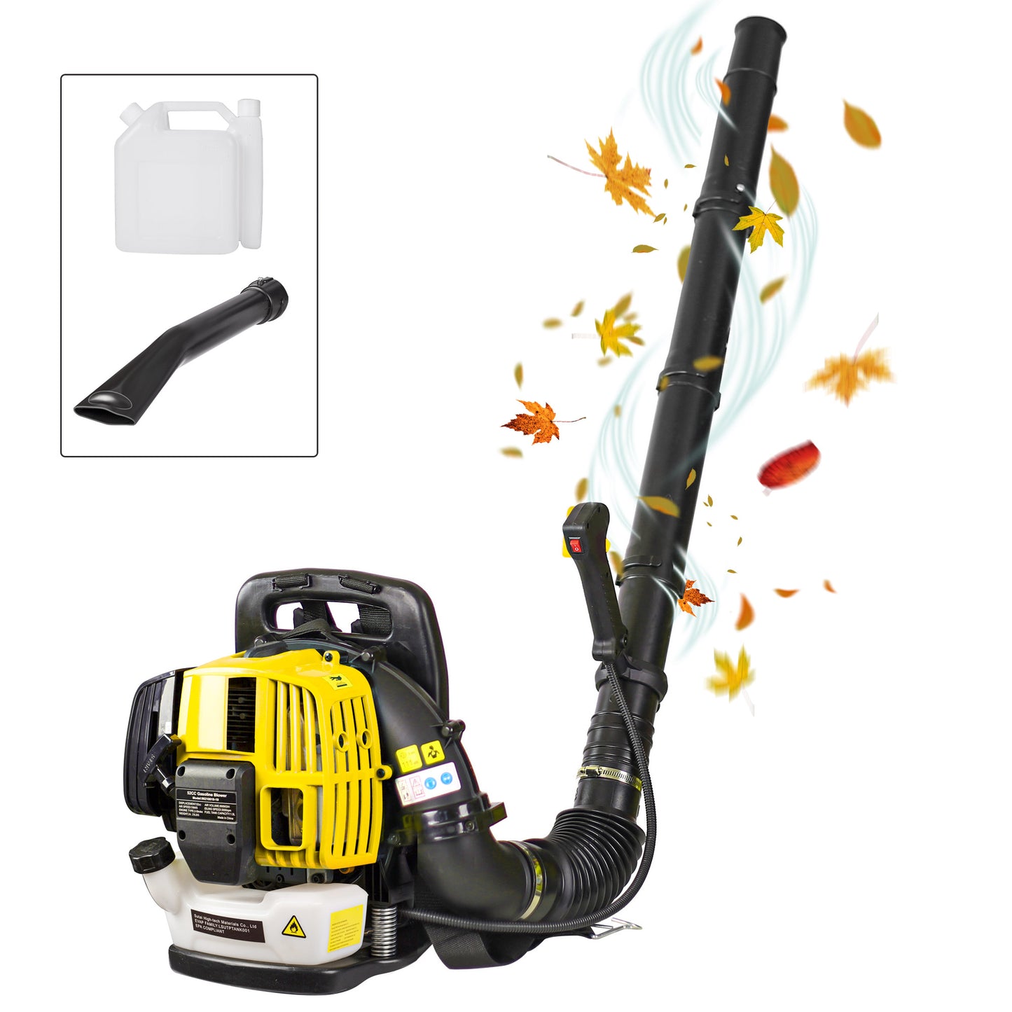 SYNGAR Gas Backpack Leaf Blower, 52CC 2-Cycle Leaf/Snow Blower with Extension Tube, for Dust Cleaning, Snow Blowing, Backyard, Garden, Work Around the House, Not for Sale in California, D7323