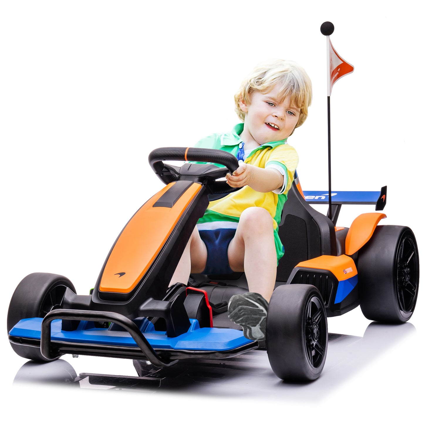 SYNGAR 24V Go Kart for Kids Age 6+, Licensed Mclaren Battery Powered Ride on Car with Safety Belt and Touch Control, ASTM Safety Certified