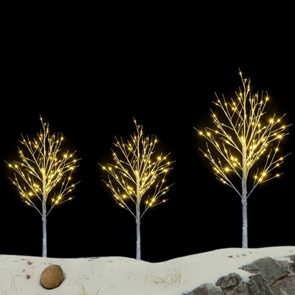 Pre-lit Birch Tree, 3 Pack 4FT 4FT 6FT Birch Tree with Warm White, White Christmas Tree Lights with Base, Decor for Christmas/Party/Wedding/Office/Home/Bedroom, Plug-in Indoor Outdoor Use, K979