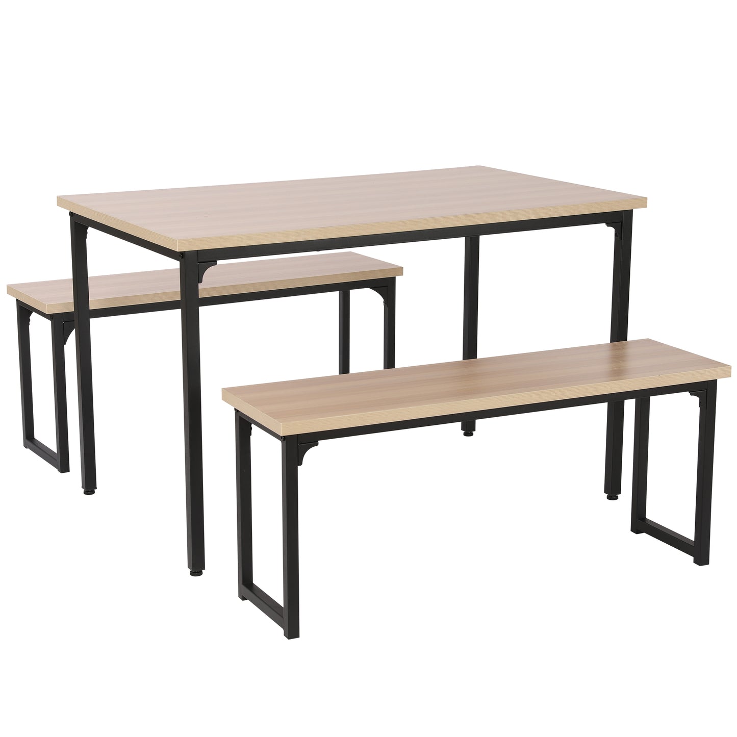 SYNGAR 3 Piece Kitchen Table Set, Modern Dining Set with 2 Benches, Home Dining Table Set for 4, Breakfast Table and Chairs Set, for Small Space, Kitchen, Dining Room, Restaurant, Beige, Y005