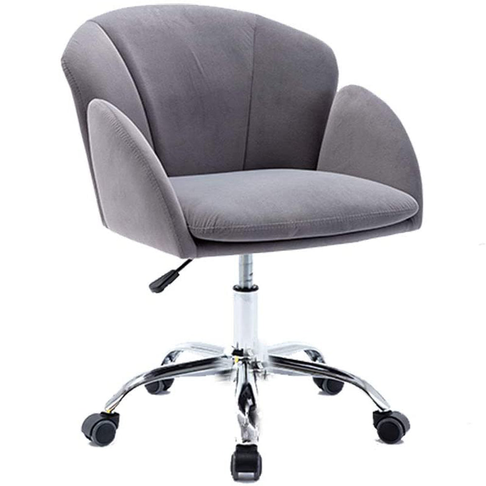 Velvet Accent Chair for Living Room, Height Adjustable Vanity Chair for Bedroom, Modern Upholstered Leisure Arm Chair for Makeup Study Bedroom, Mid-Century Task Chair with Metal Legs, K08