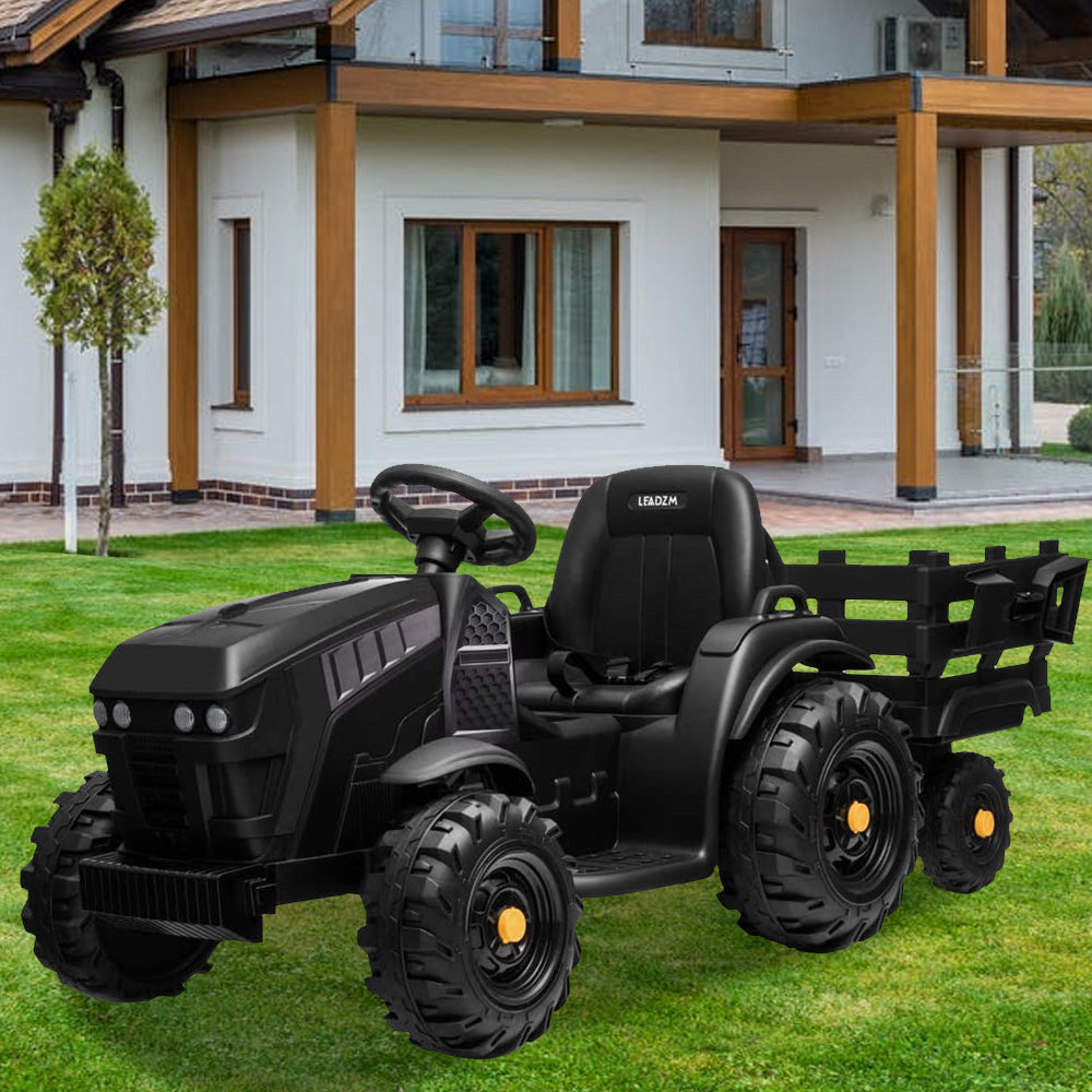 Ride on Tractor with Trailer, 12V Battery Power Tractor, Electric Ride on Car Toy with 2 Speeds, Agricultural Vehicle Toy for Kids 3 to 8 Years with MP3 Player LED Lights USB Port Radio, K1766