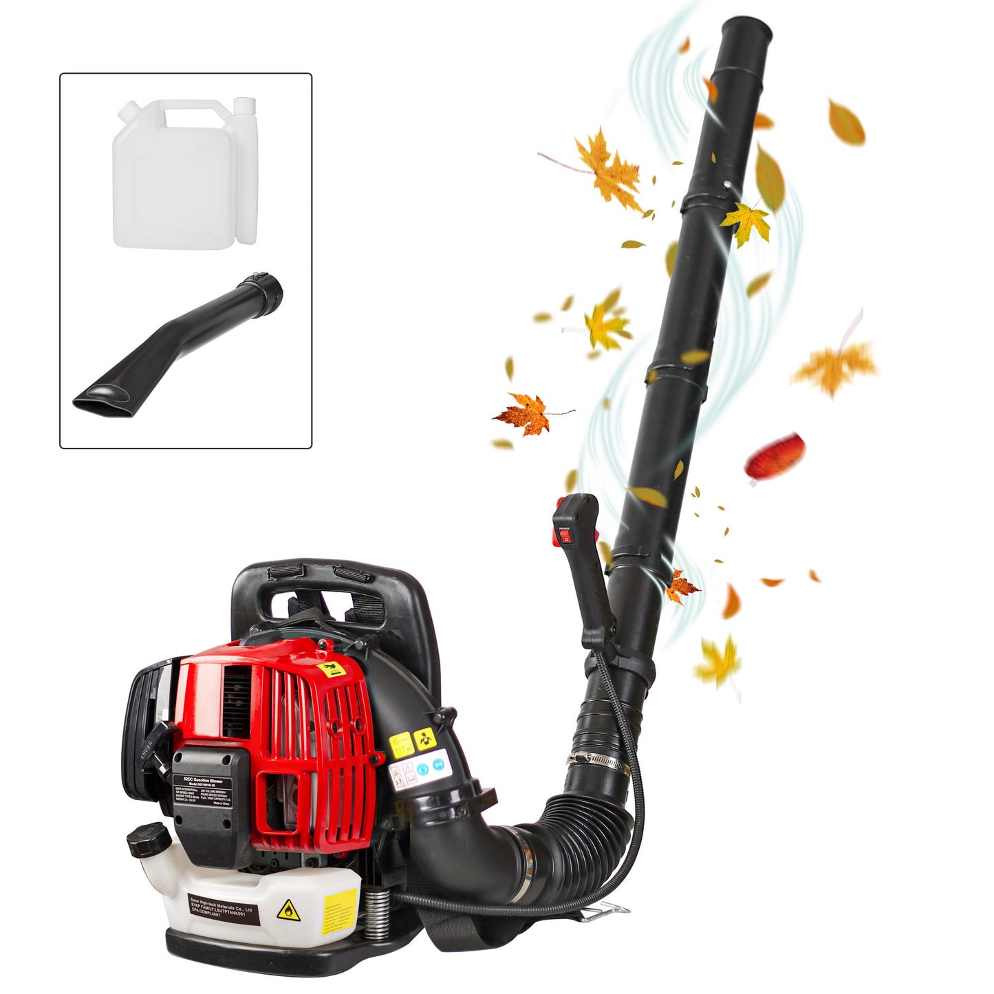 SYNGAR Gas Backpack Leaf Blower, 52CC 2-Cycle Leaf/Snow Blower with Extension Tube, for Dust Cleaning, Snow Blowing, Backyard, Garden, Work Around the House, Not for Sale in California, D7323