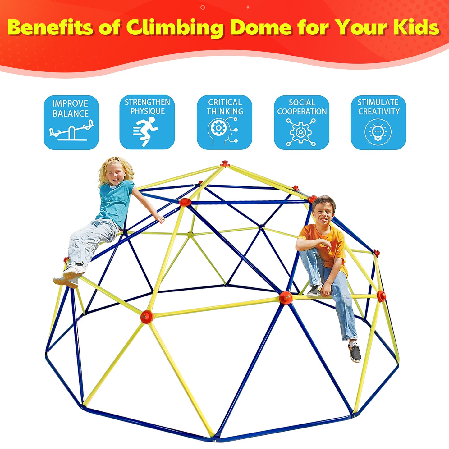 SYNGAR Outdoor Climbing Dome, 10ft Jungle Gym Dome Climber for Kids Age 3-12, 800 lbs Weight Capacity, D9213