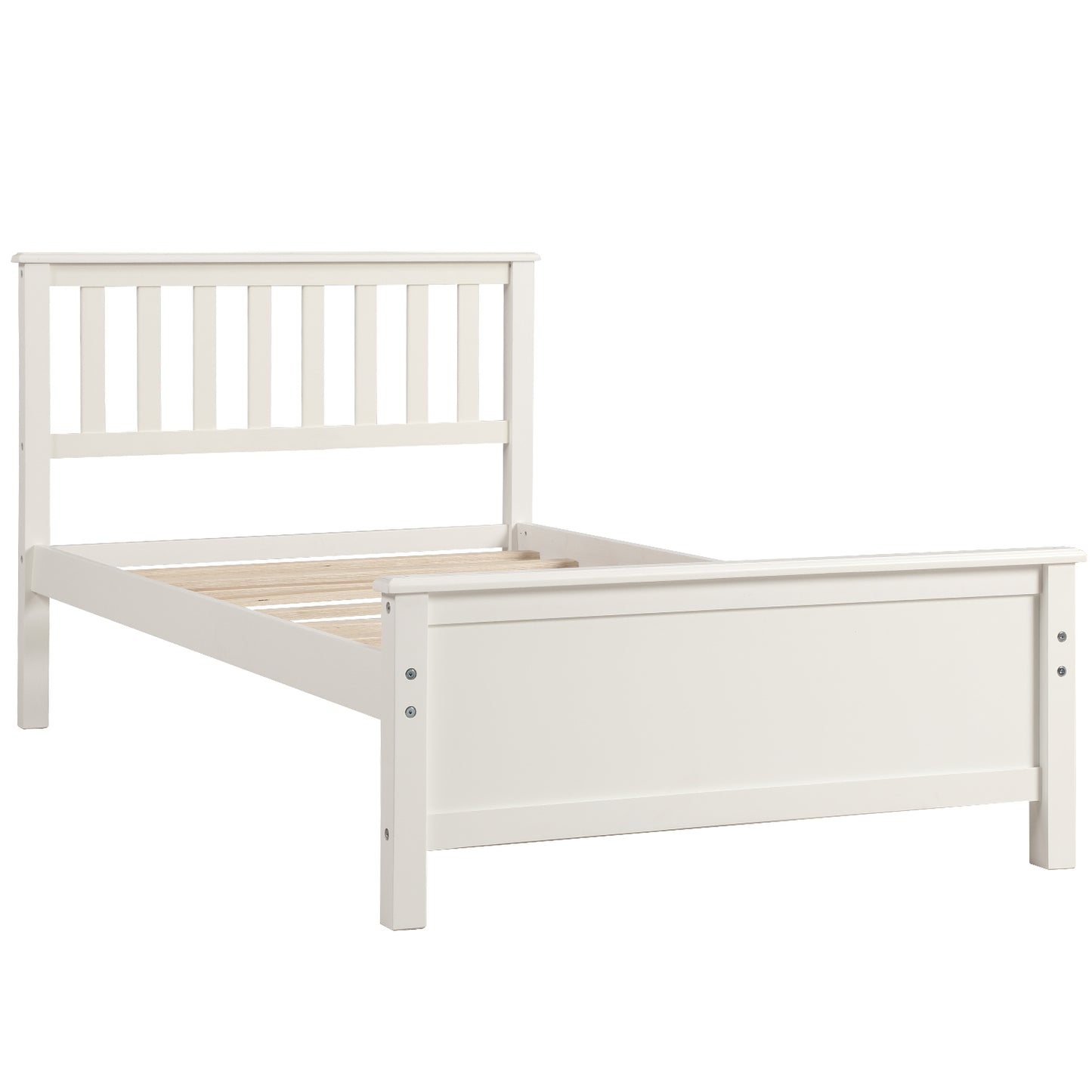 SYNGAR Solid Wood Twin Bed Frame with Headboard and Footboard, White