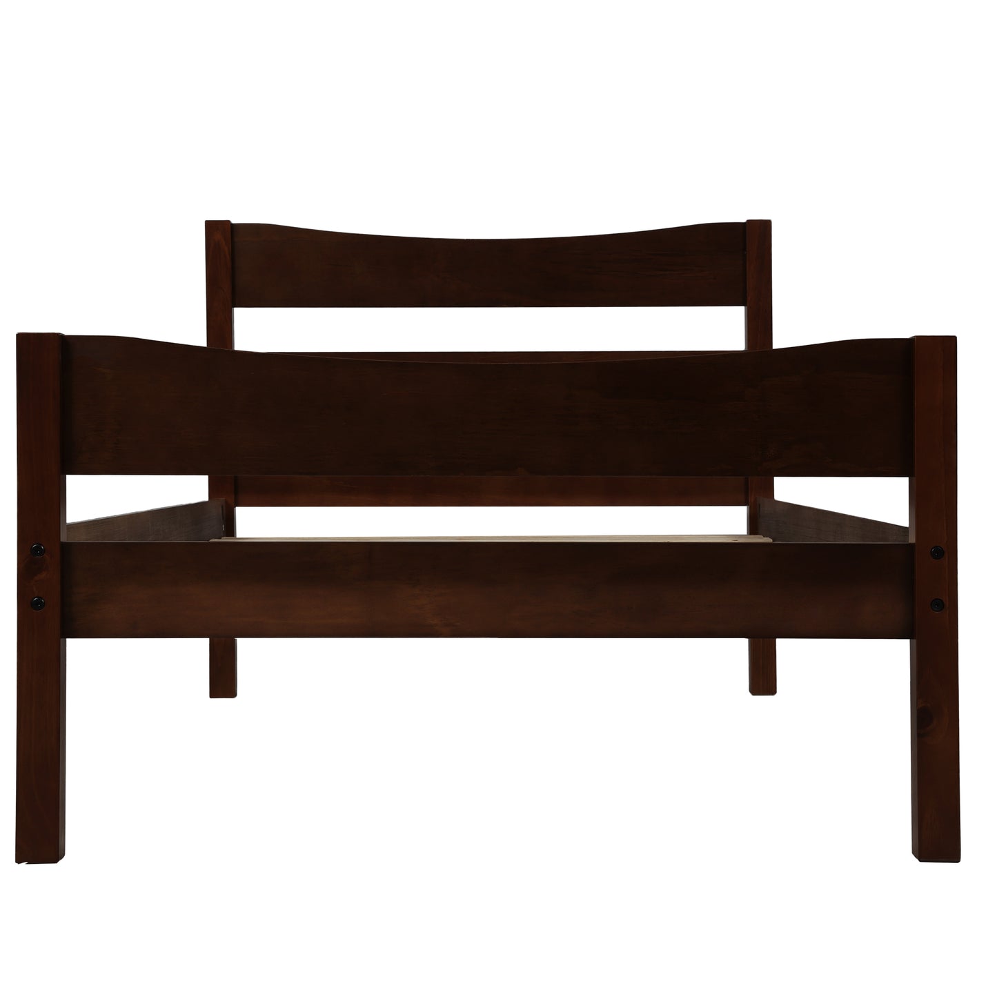 SYNGAR Twin Size Wood Platform Bed Frame with Headboard and Footboard, Underbed Storage, Mattress Foundation with Strong Wooden Slat Support, No Box Spring Needed, Espresso