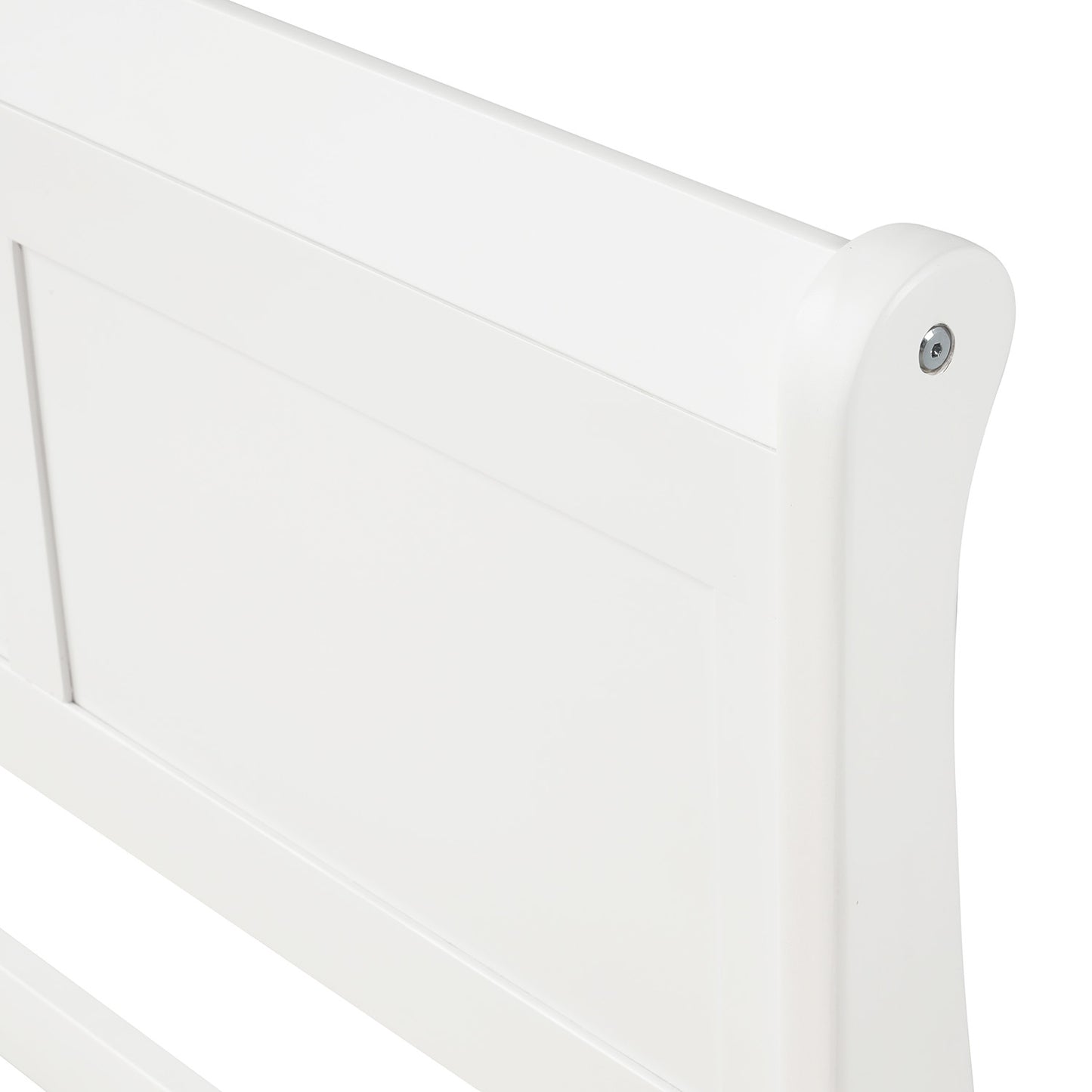 White Wood Twin Bed Frame with Headboard and Footboard, No Box Spring Needed
