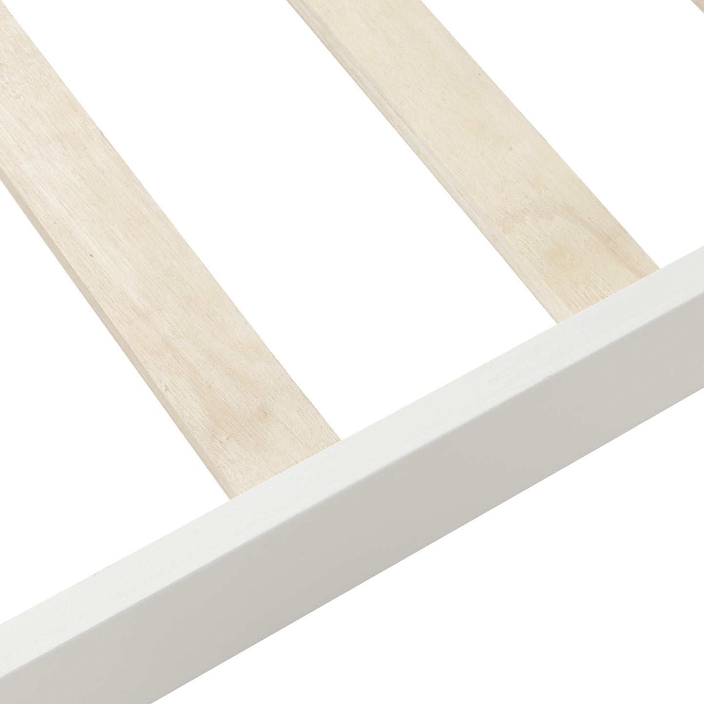 White Wood Twin Bed Frame with Headboard and Footboard, No Box Spring Needed