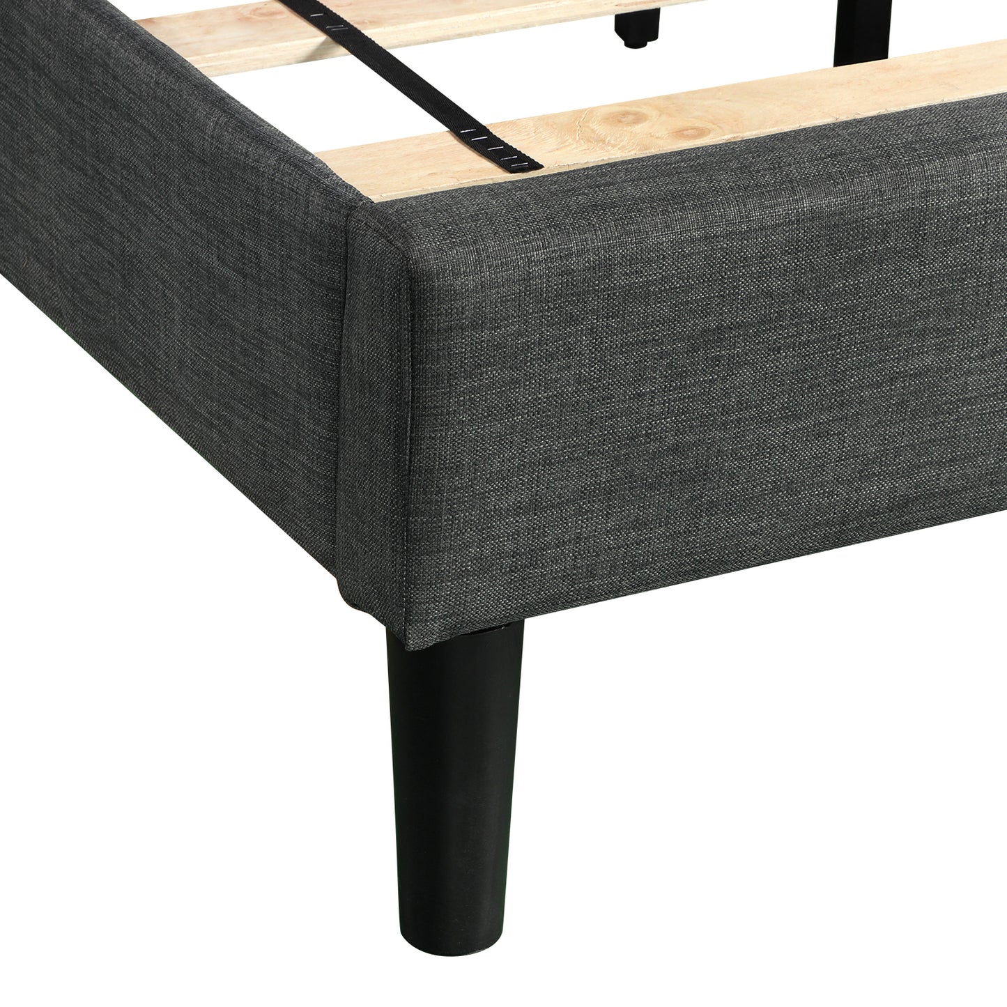 SYNGAR Gray Fabric Upholstered Platform Bed Frame Twin Size with Button Tufted Headboard, Wood Frame Mattress Foundation with Strong Wooden Slat Support, No Box Spring Needed, Easy Assembly