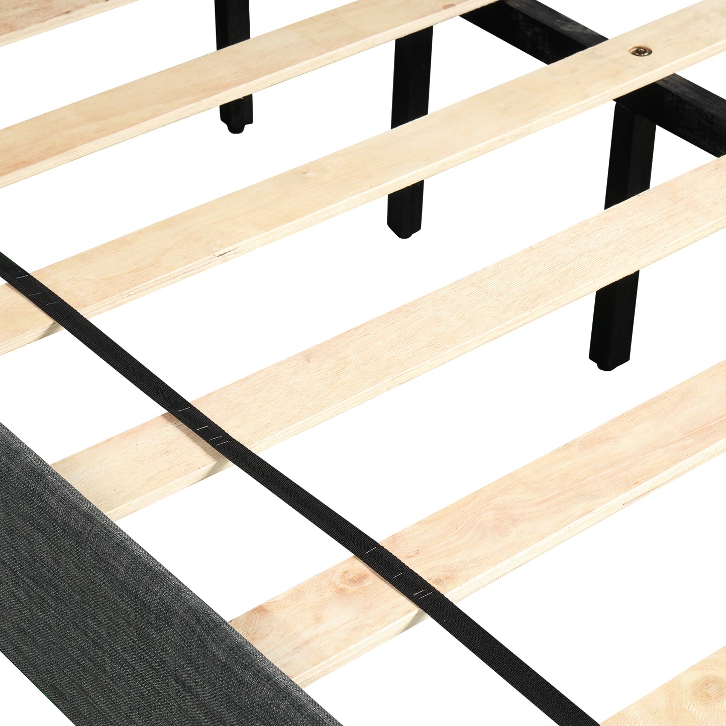 SYNGAR Gray Fabric Upholstered Platform Bed Frame Twin Size with Button Tufted Headboard, Wood Frame Mattress Foundation with Strong Wooden Slat Support, No Box Spring Needed, Easy Assembly