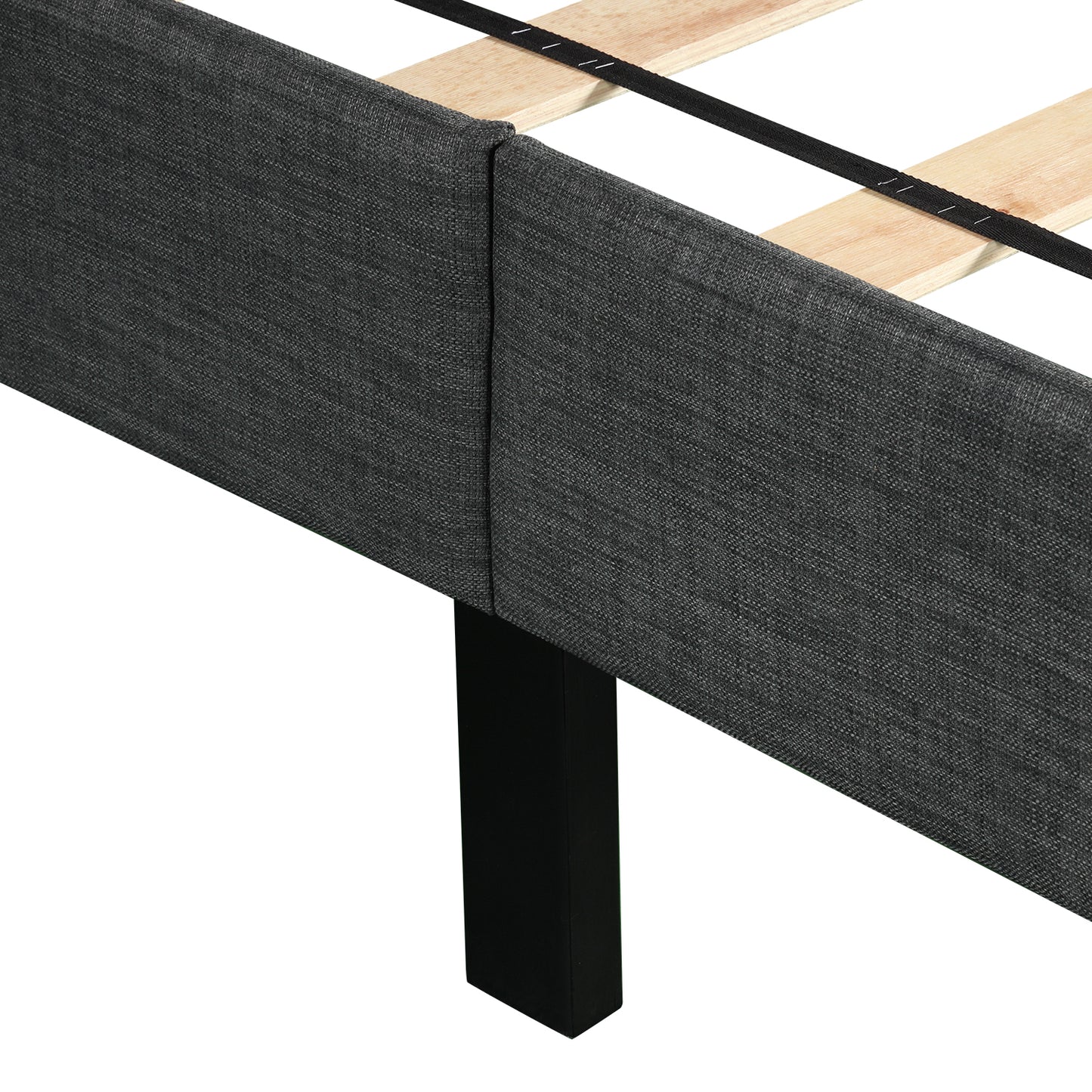 SYNGAR Gray Fabric Upholstered Platform Bed Frame Twin Size with Button Tufted Headboard, Wood Frame Mattress Foundation with Strong Wooden Slat Support, No Box Spring Needed, Easy Assembly