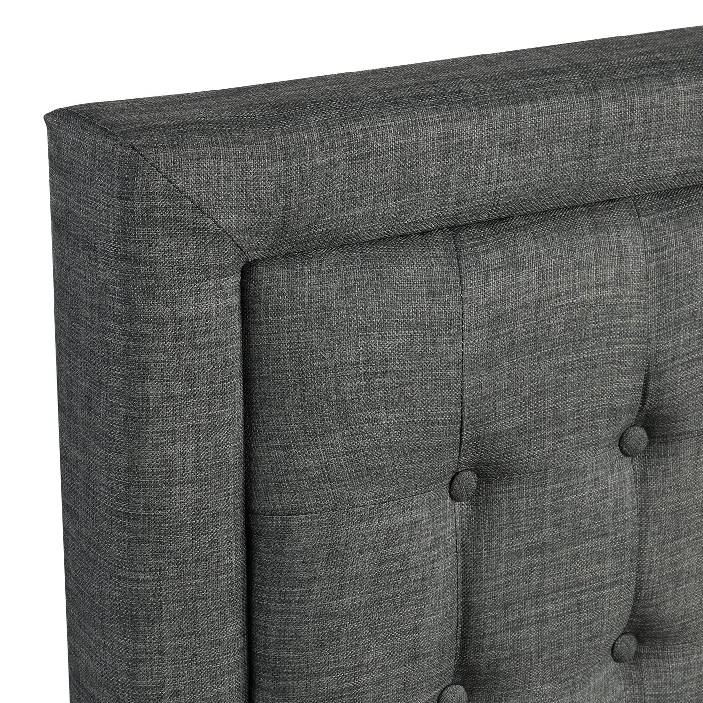 SYNGAR Gray Fabric Upholstered Platform Bed Frame Twin Size with Button Tufted Headboard, Wood Frame Mattress Foundation with Strong Wooden Slat Support, No Box Spring Needed, Easy Assembly