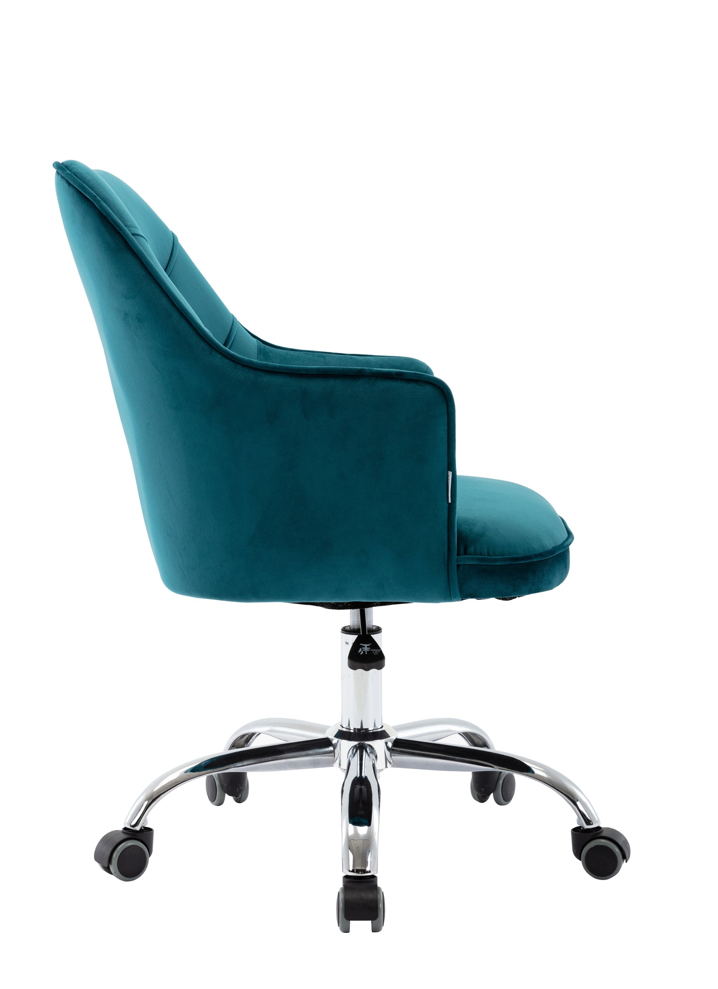 SYNGAR Desk Chairs for Adults, Dark Teal Vanity Stool Chair Velvet with Swivel Wheels and Back for Home, Office Chair Adjustable Height, LJ2286