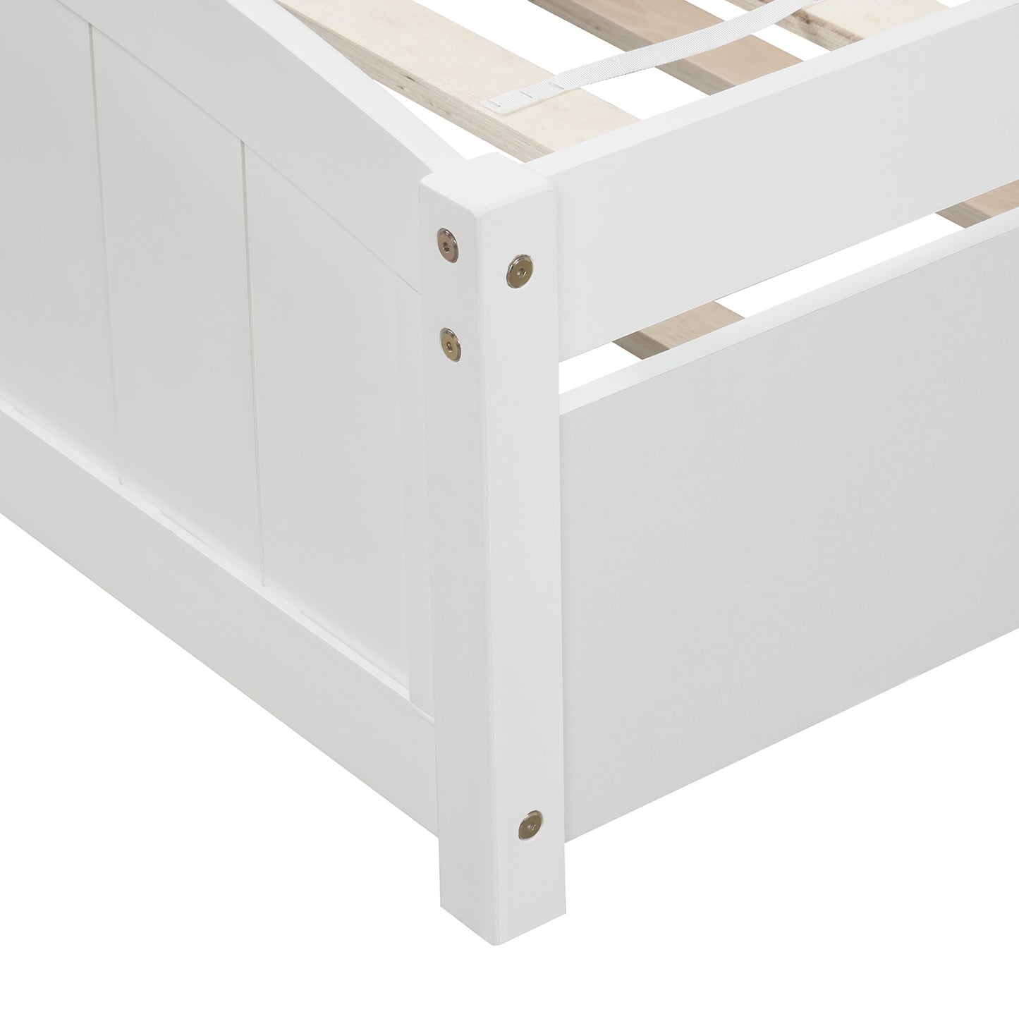 SYNGAR Twin Bed Frame with Trundle Included, Solid Pine Wood Platform Bed Frame for Kids Teens Adults, White, LJ723