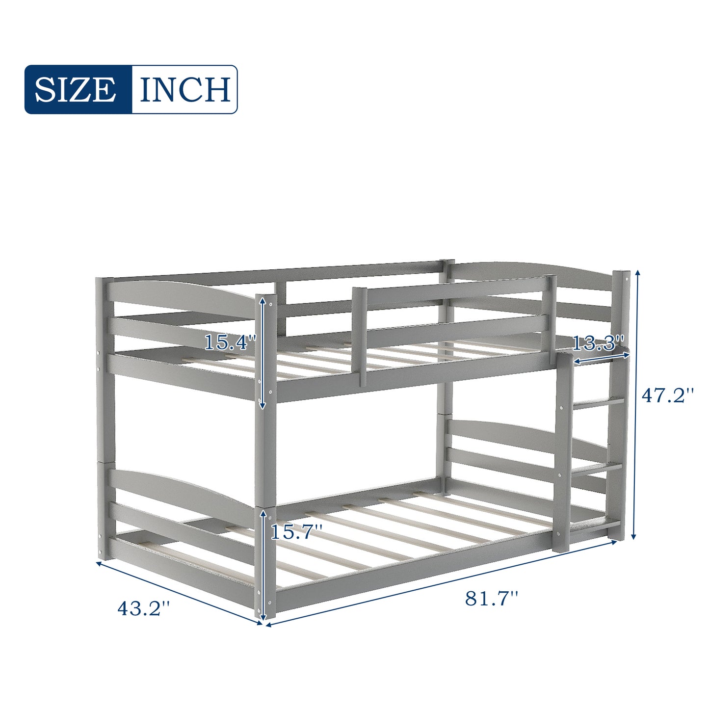 SYNGAR Twin over Twin Bunk Bed, Solid Wood Bunk Bed Frame with Ladder and Safety Guardrails, Bedroom Convertible Bunk Bed Furniture for Kids Teens Adults, No Box Spring Needed, C25