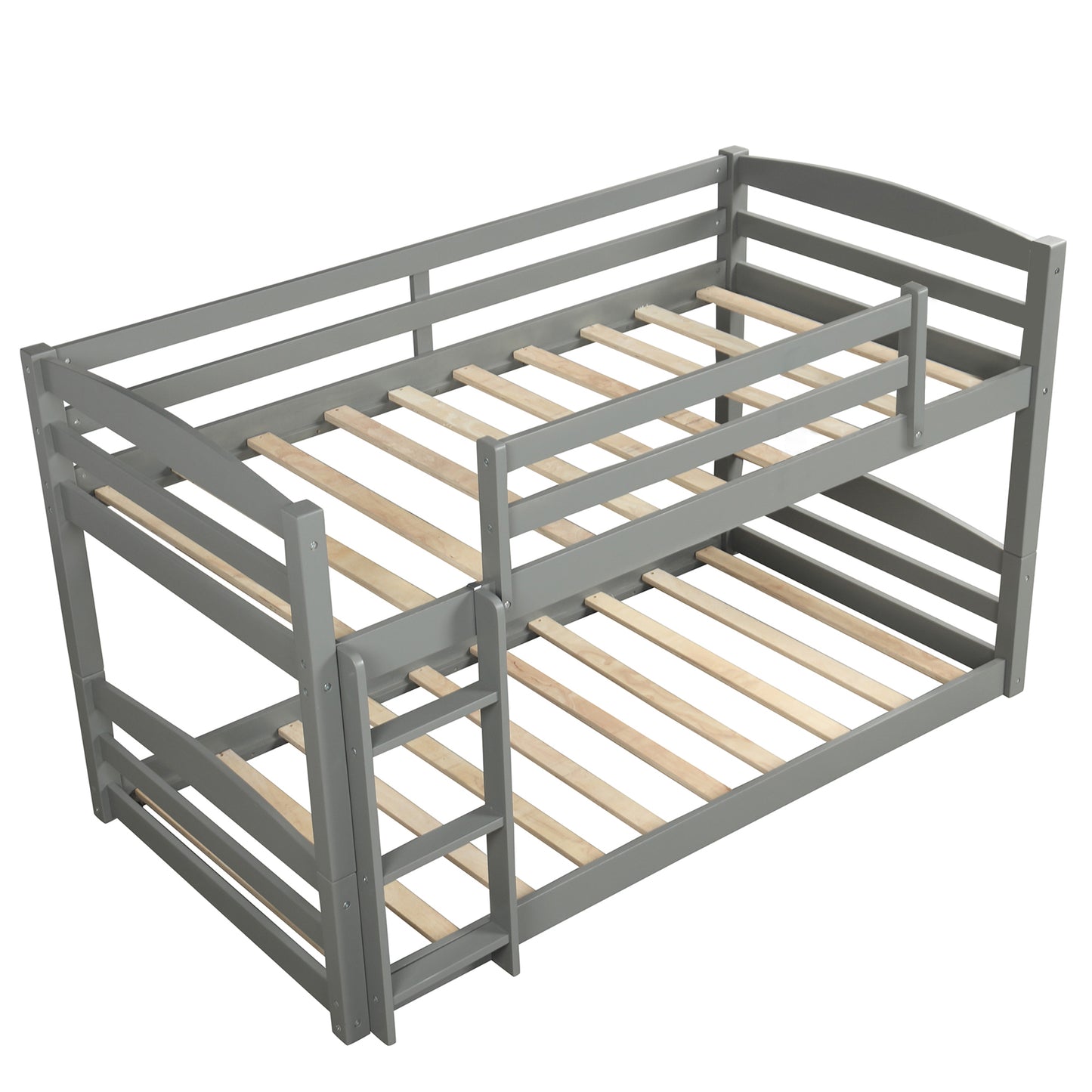 SYNGAR Twin over Twin Bunk Bed, Solid Wood Bunk Bed Frame with Ladder and Safety Guardrails, Bedroom Convertible Bunk Bed Furniture for Kids Teens Adults, No Box Spring Needed, C25
