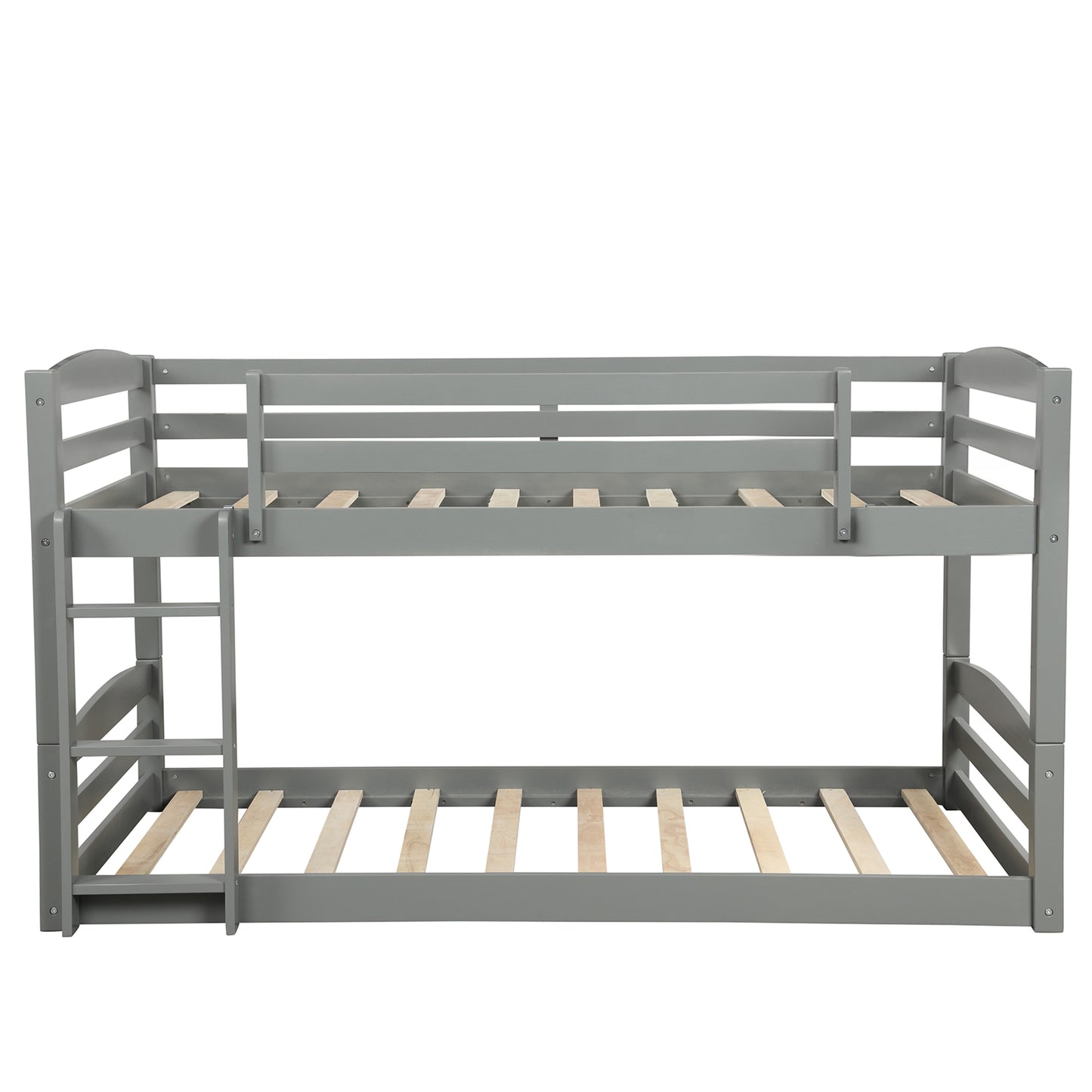 SYNGAR Twin over Twin Bunk Bed, Solid Wood Bunk Bed Frame with Ladder and Safety Guardrails, Bedroom Convertible Bunk Bed Furniture for Kids Teens Adults, No Box Spring Needed, C25