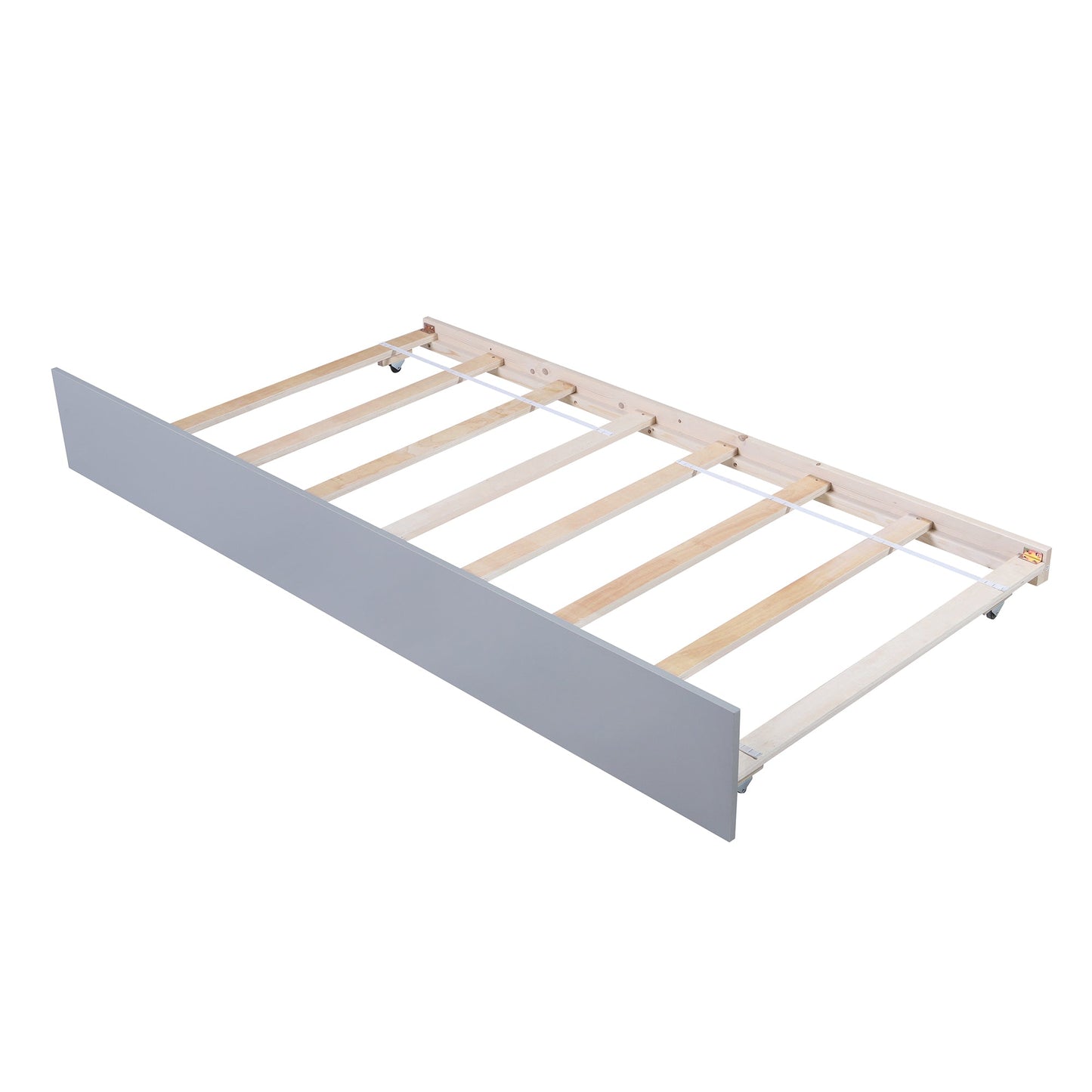 SYNGAR Twin Bed with Trundle, Wood Twin Platform Bed with Headboard, Captains Bed for Bedroom Small Living Space, Daybed with Trundle for Boys Girls, No Box Spring Needed - Gray, K4057