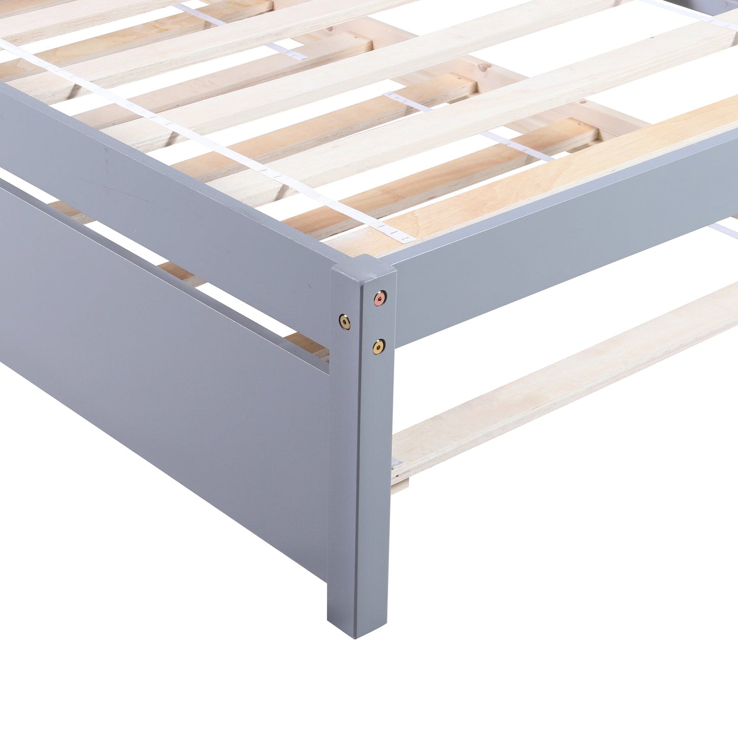 SYNGAR Twin Bed with Trundle, Wood Twin Platform Bed with Headboard, Captains Bed for Bedroom Small Living Space, Daybed with Trundle for Boys Girls, No Box Spring Needed - Gray, K4057