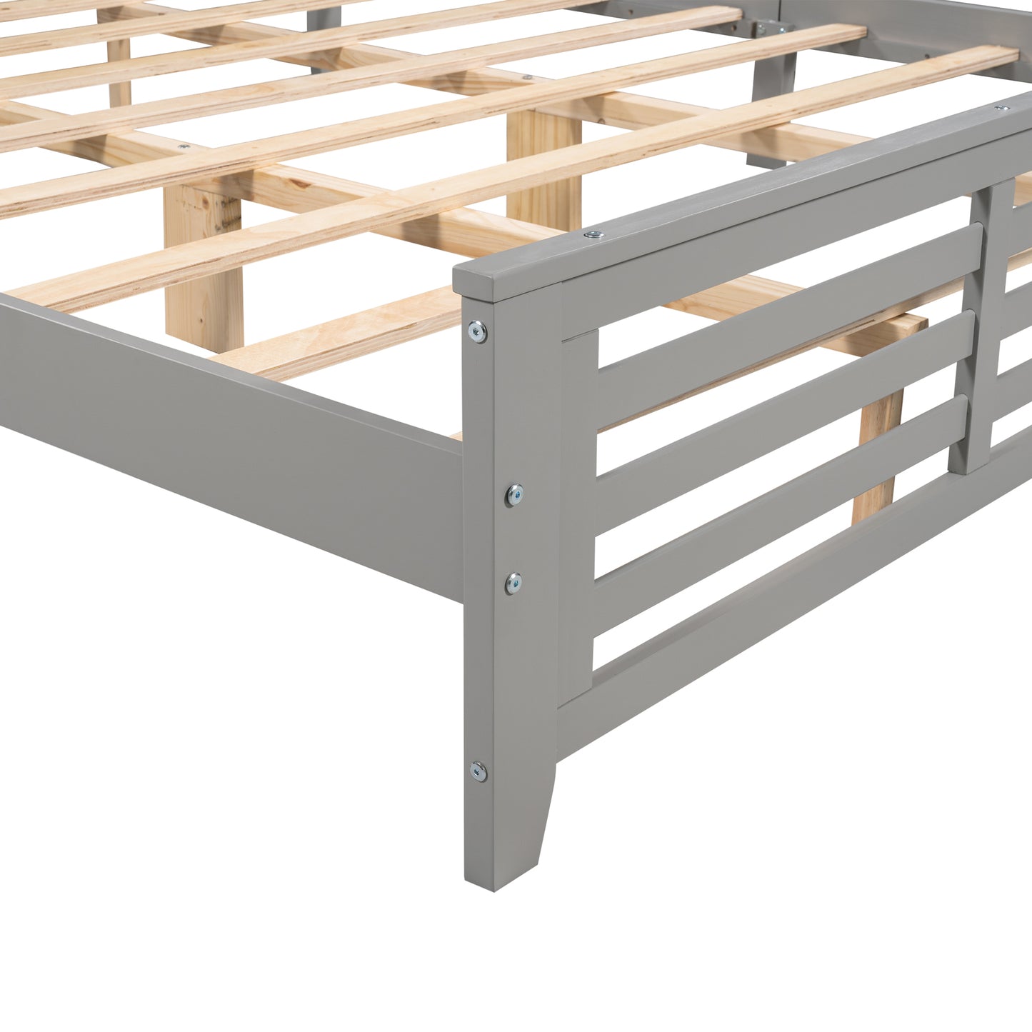 SYNGAR King Size Bed Frame with Headboard, Platform Bed Frame Solid Wood with Headboard, 500lbs Weight Capacity, Gray, LJ2093