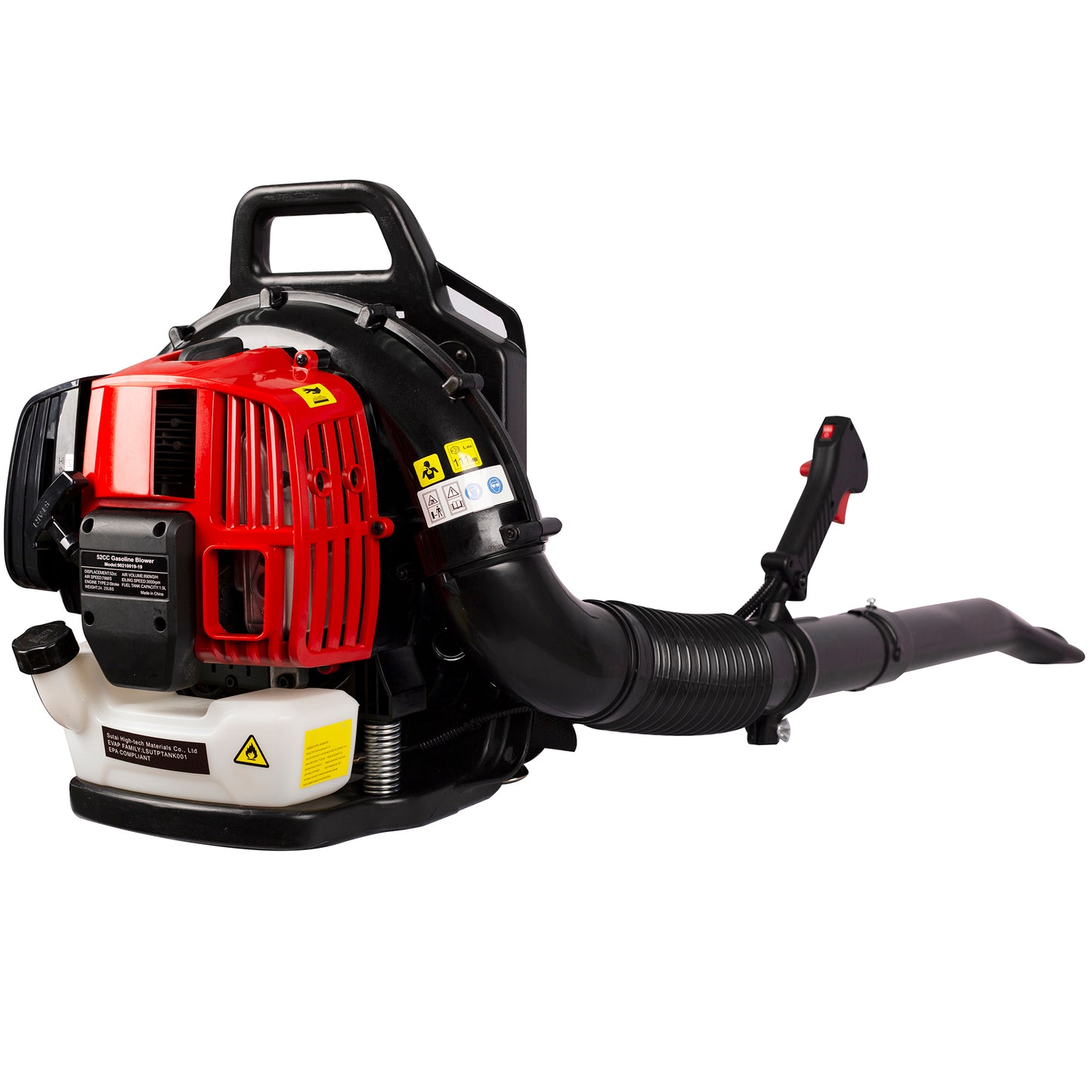 SYNGAR Gas Backpack Leaf Blower, 52CC 2-Cycle Leaf Blower Snow Blower with Extended Tube for Lawn Care Yard Snow Blowing Dust, Black & Red