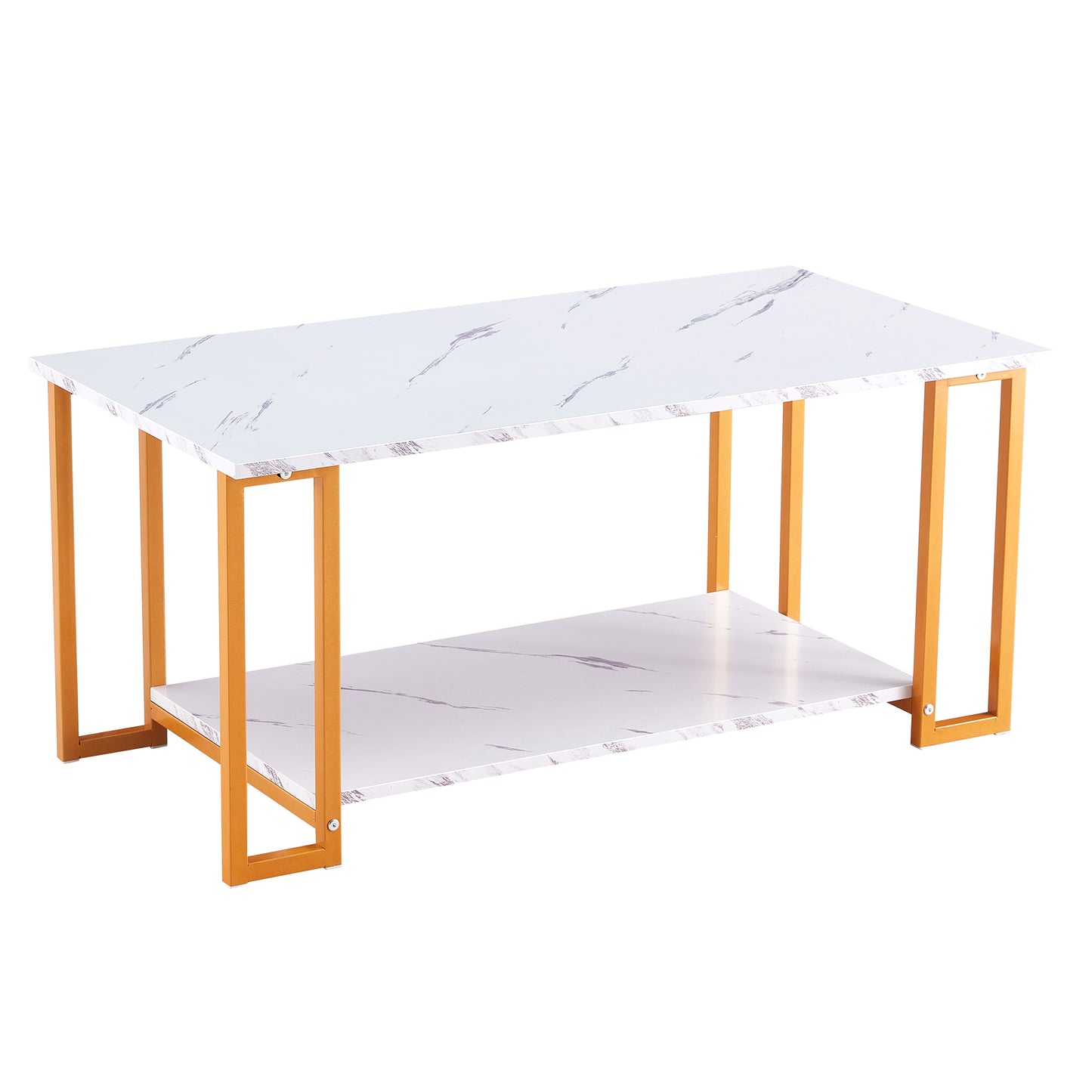 SYNGAR LED Coffee Table with 4 Storage Sliding Drawers and Open Shelves, Modern High Glossy Center Table Rectangular with Multiple Colors LED Lights for Living Room Bedroom, Easy Assembly, White