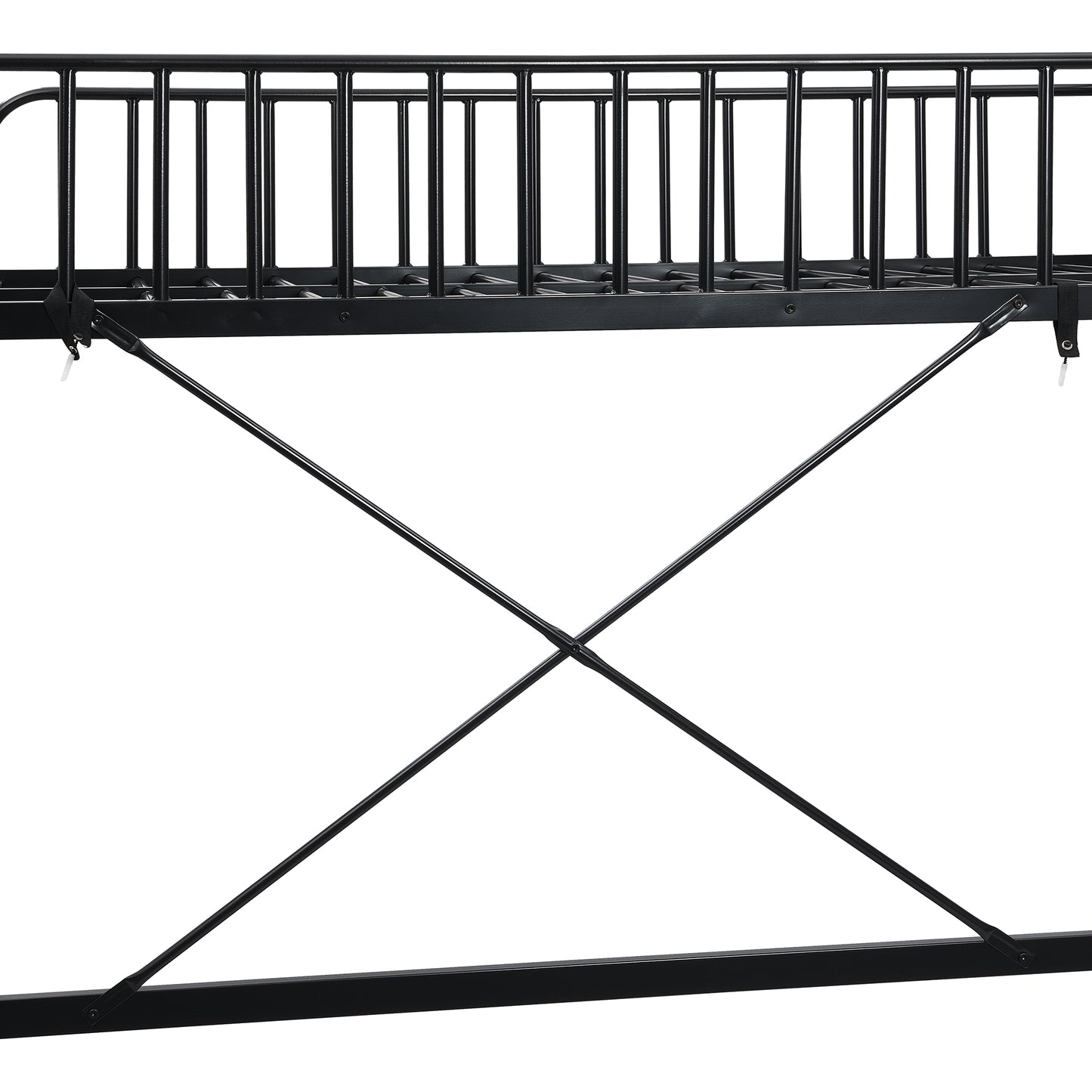 Twin Loft Bed Frame for Teens Kids, Metal Bed Frames in Twin w/ Guardrail and Underneath Space for Bedroom, Black, LJ436