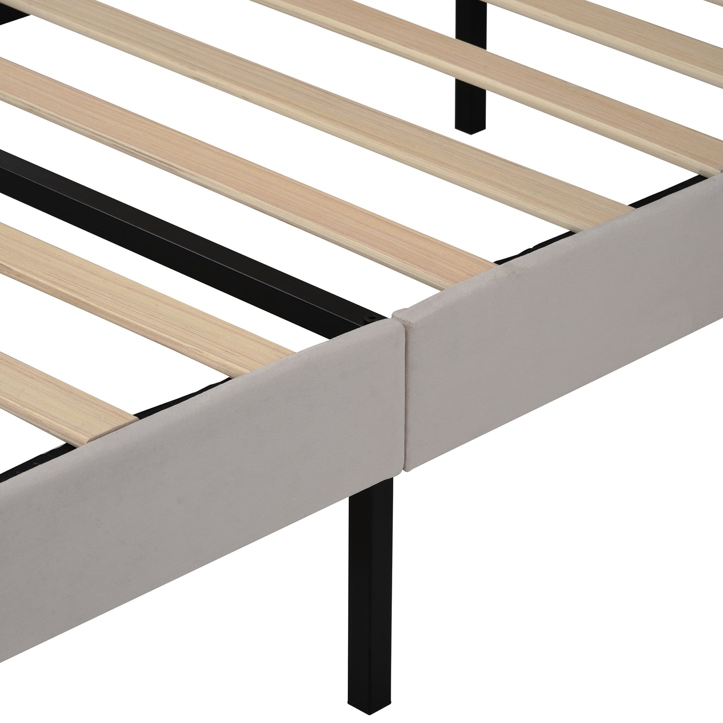 SYNGAR Upholstered Queen Platform Bed Frame with Storage Drawers, Queen Size Storage Bed with Velvet Headboard, Mattress Foundation with Strong Slats, No Box Spring Needed, Noise Free, Beige