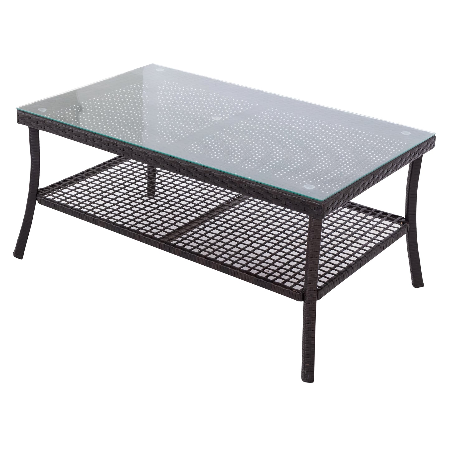 SYNGAR 4 Piece Patio Conversation Sets, Outdoor All Weather Wicker Furniture Sofa Couch Dining Set with Storage Table, Chairs, Loveseat, Cushioned Seats for Garden, Lawn, Backyard, Porch, Beige