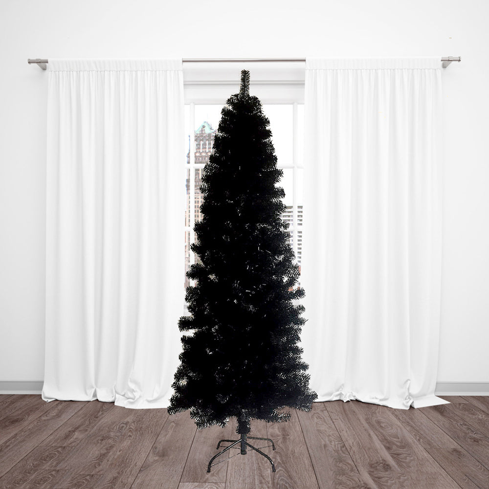 SYNGAR 7.5FT Pencil Christmas Tree, Slim Artificial Xmas Tree with 840 Branch Tips, Christmas Decor, Black