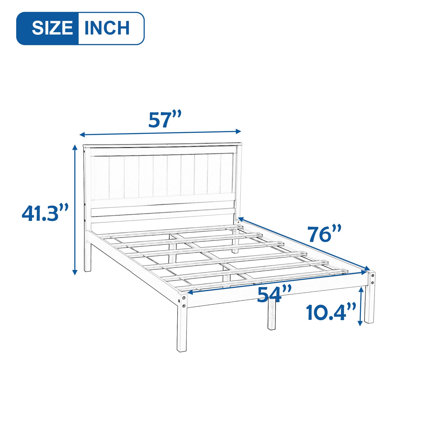 Full Platform Bed Frame, Solid Wood Bed Frame with Headboard, Full Bed Frame for Kids Adults, Full-Size Bed Frame for Bedroom, Espresso, LJ2434