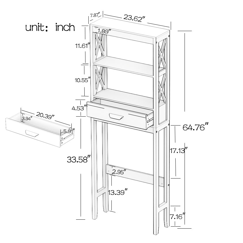 SYNGAR Tall Bathroom Storage Cabinet, Bathroom Furniture Over The Toilet, Freestanding Bathroom Cabinet with Open Shelves, Bathroom Hutch Over Toilet, Space Saving Toilet Shelf Organizer, K2507