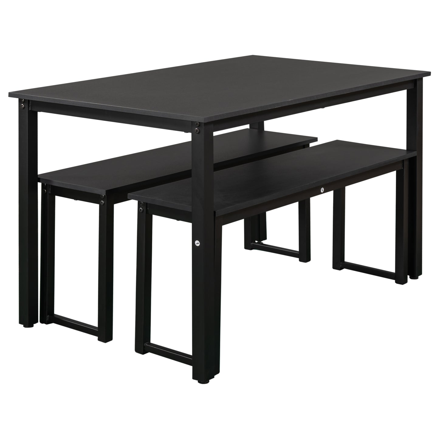 3 Pieces Modern Kitchen Table Set, High Counter Dining Table w/ 2 Benches, Stylish Dining Table Furniture Set, 4-Person Space-Saving Dinette, Modern Pub Table Set, Elegant Bistro Table Set, C14