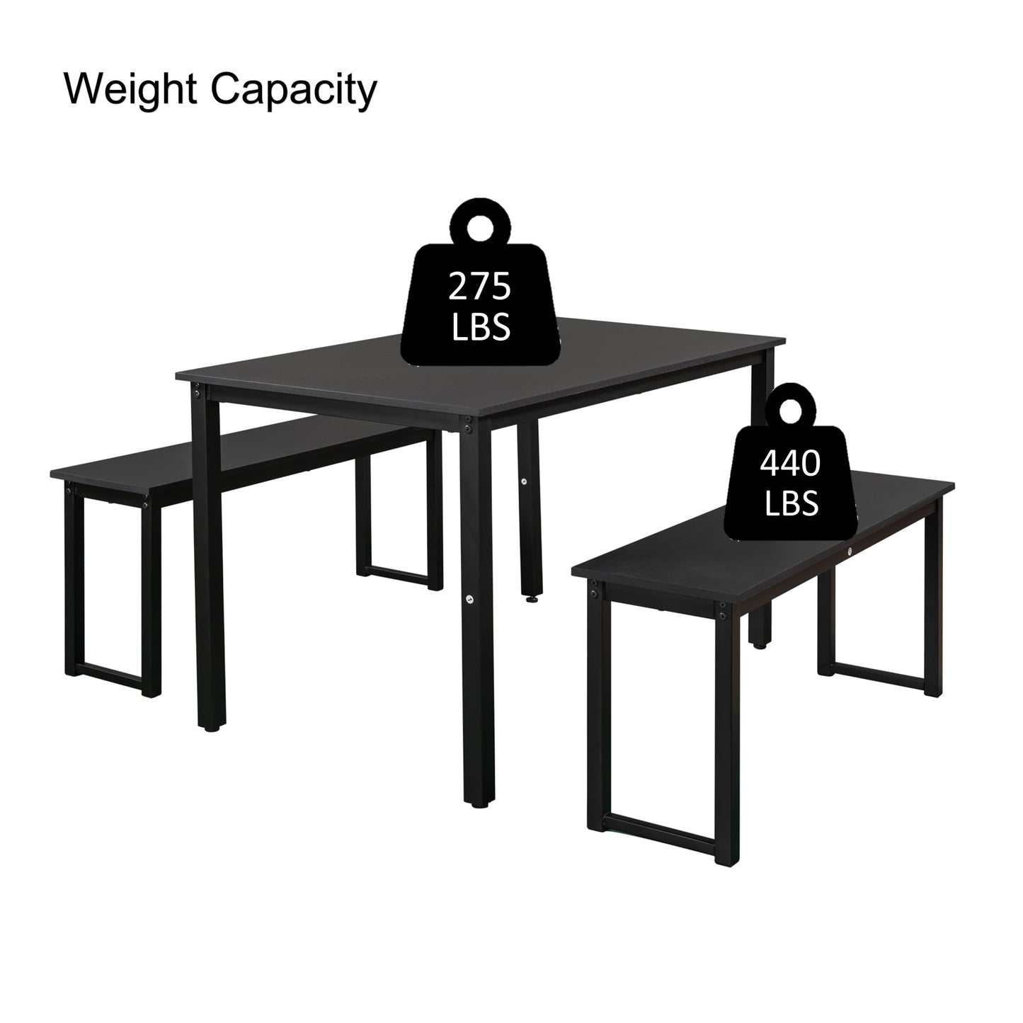 3 Pieces Modern Kitchen Table Set, High Counter Dining Table w/ 2 Benches, Stylish Dining Table Furniture Set, 4-Person Space-Saving Dinette, Modern Pub Table Set, Elegant Bistro Table Set, C14
