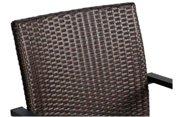 SYNGAR Patio Set 5 Pieces, Propane Fire Pit Table Outdoor with 4 PE Rattan Chairs 30-inch Square Top Fire Pit, 50,000 BTU Stainless Steel Burner, Brown, LJ240