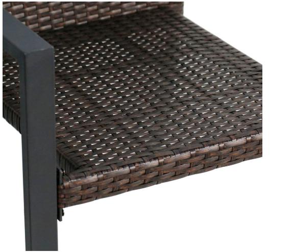 SYNGAR Patio Set 5 Pieces, Propane Fire Pit Table Outdoor with 4 PE Rattan Chairs 30-inch Square Top Fire Pit, 50,000 BTU Stainless Steel Burner, Brown, LJ240