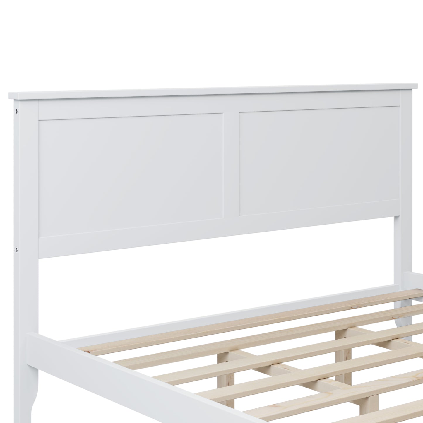 Queen Size Bed Frame with Headboard, Platform Bed Frame Solid Wood with Headboard, 800lbs Weight Capacity, White, LJ2082