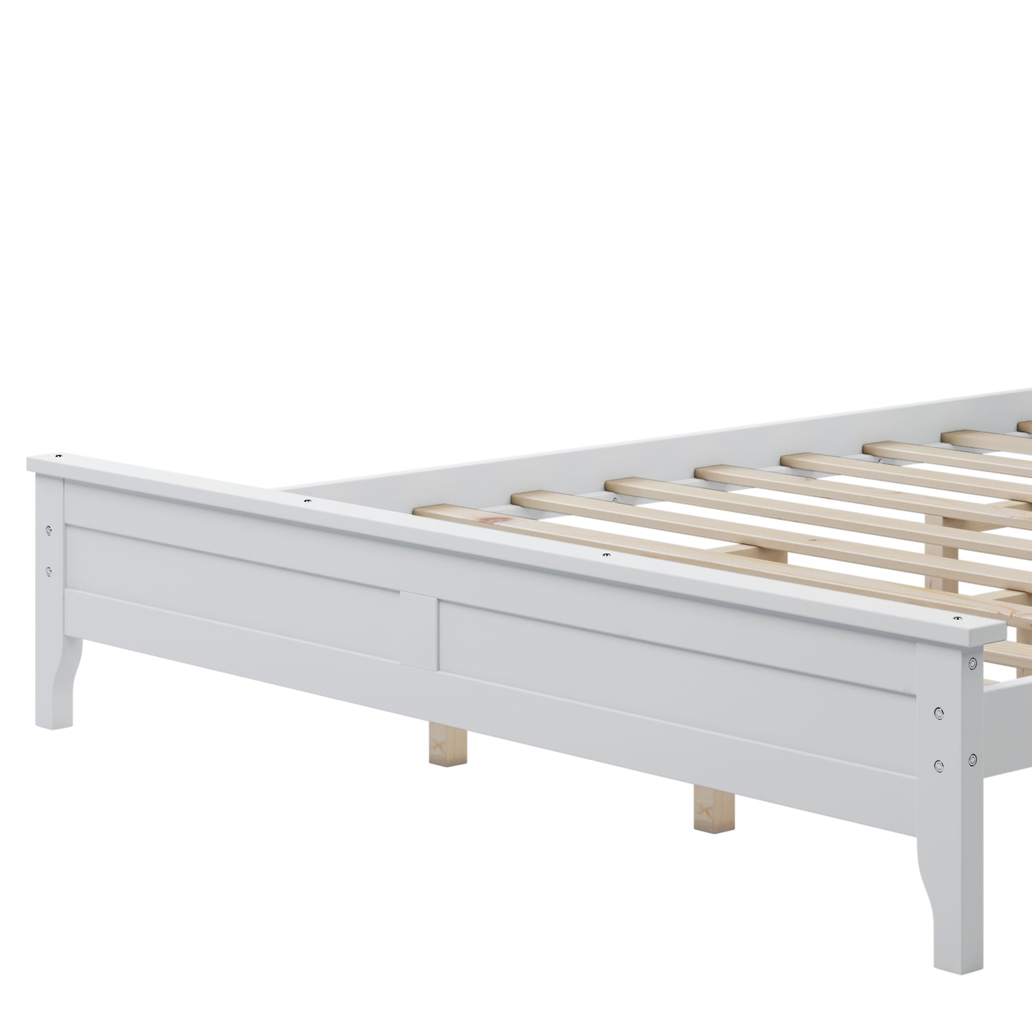 Queen Size Bed Frame with Headboard, Platform Bed Frame Solid Wood with Headboard, 800lbs Weight Capacity, White, LJ2082