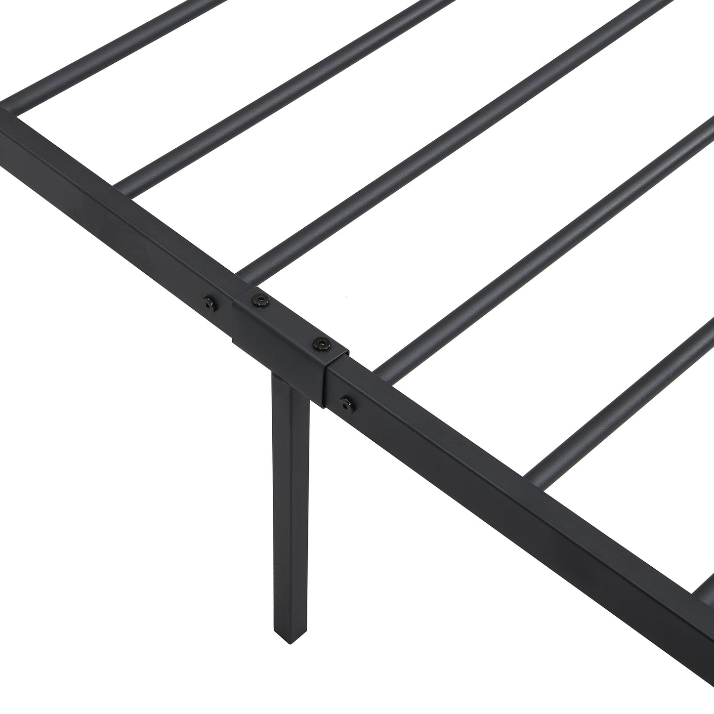 SYNGAR Black Metal Platform Bed Frame Full Size with Wooden Headboard, Steel Legs, Underbed Storage, Strong Slat Support, No Box Spring Needed, Rustic Full Bed Frame for Kids Teens Adults
