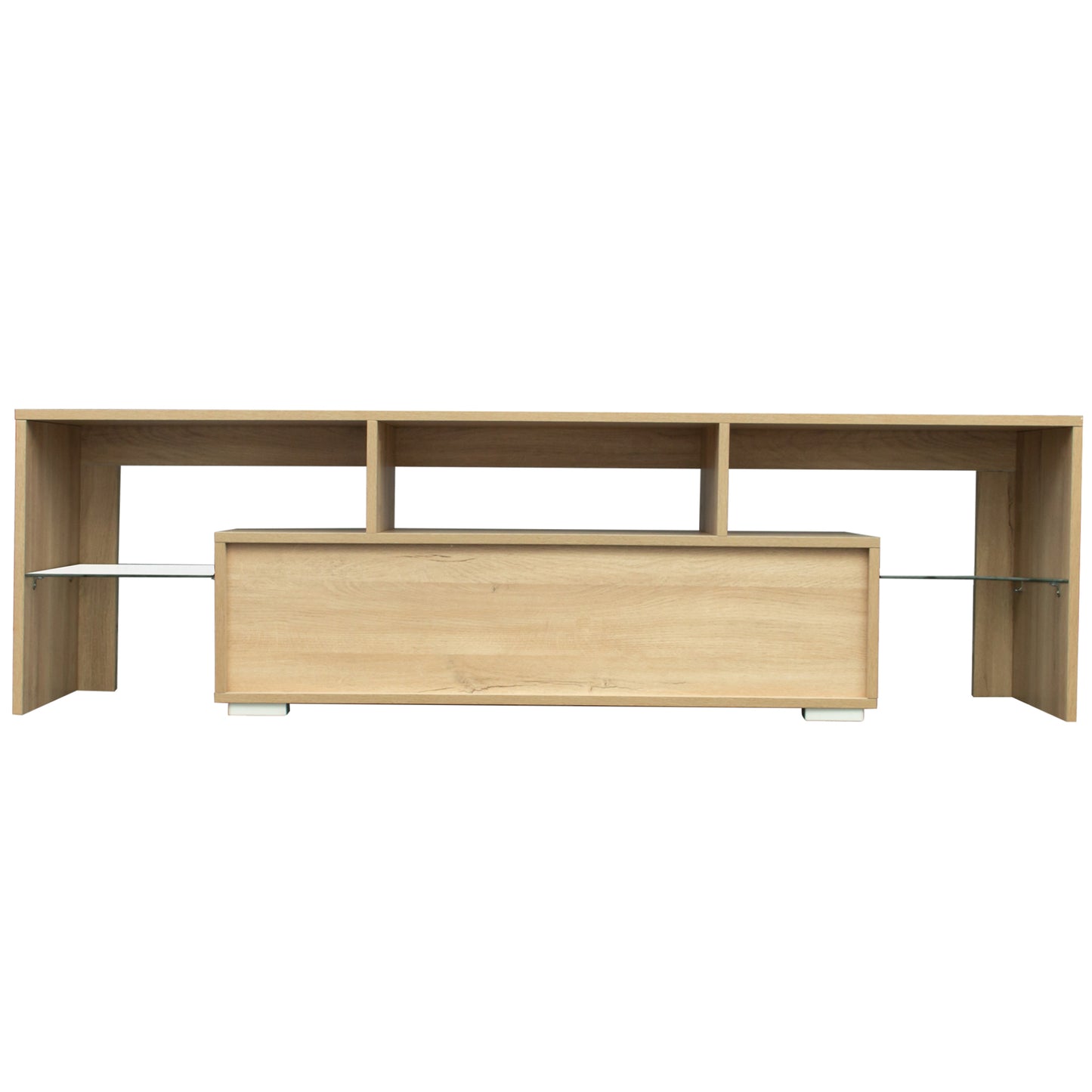White TV Stand for 70 inch TV, Farmhouse Rustic Wooden Television Stands TV Cabinet Console Table with 16 Colors LED Lights, Living Room TV Table Stand Buffet Cabinet with Storage, 63"L×14" W×18"H