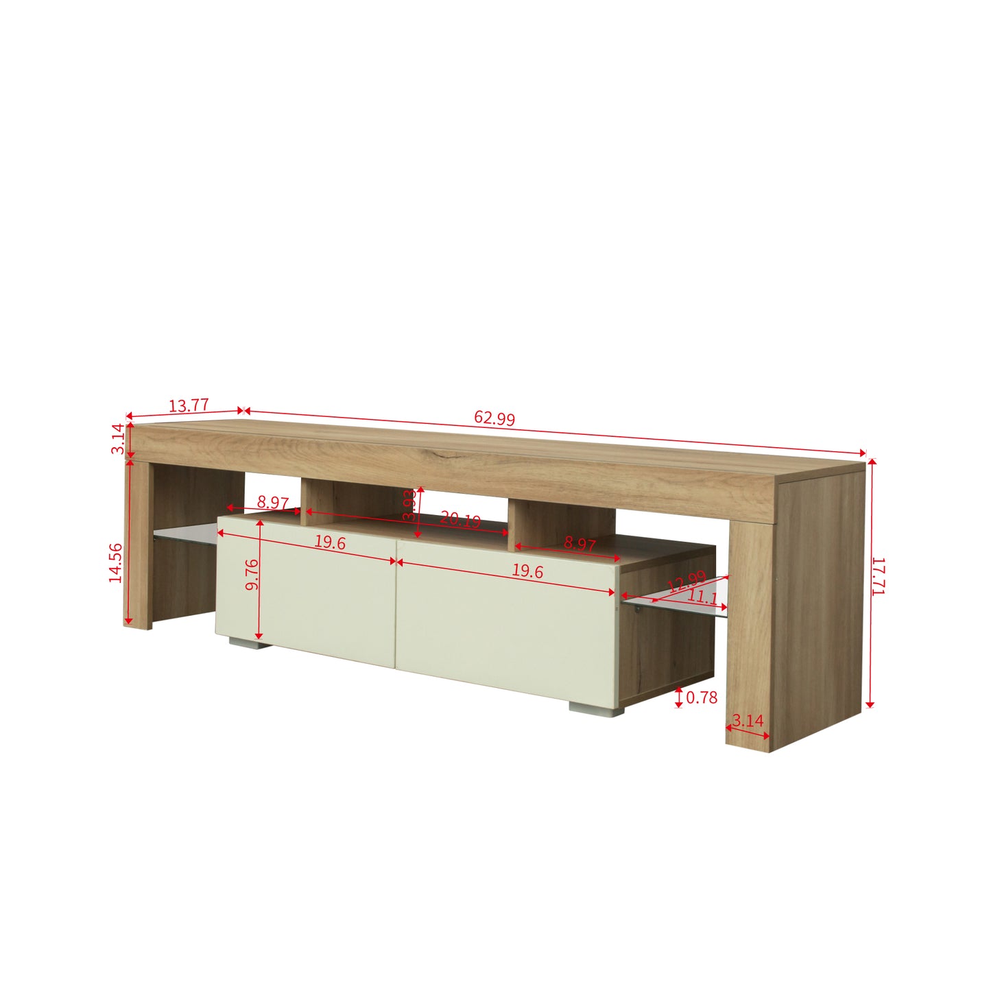 White TV Stand for 70 inch TV, Farmhouse Rustic Wooden Television Stands TV Cabinet Console Table with 16 Colors LED Lights, Living Room TV Table Stand Buffet Cabinet with Storage, 63"L×14" W×18"H