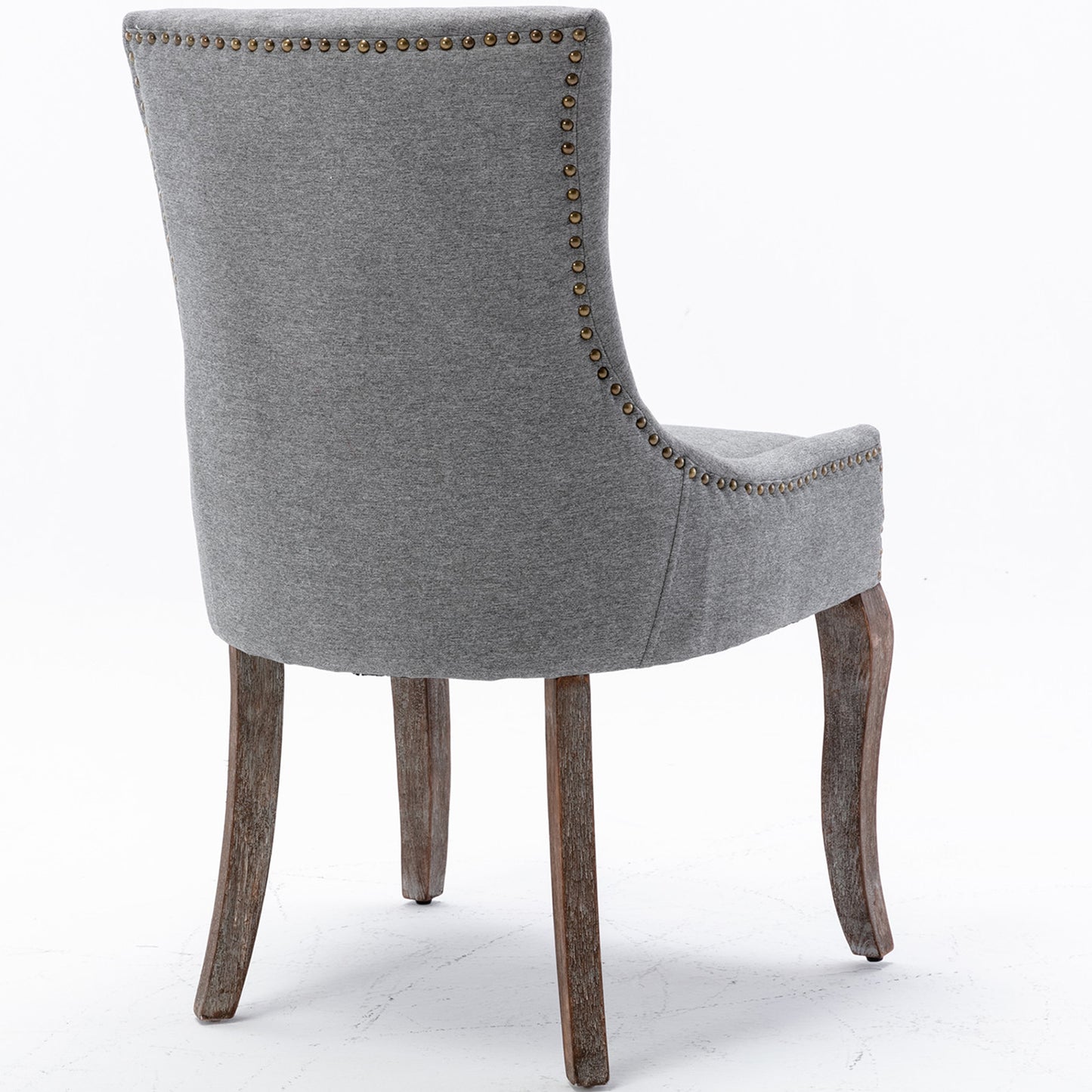 SYNGAR Upholstered Thickened Fabric Dining Chairs Set of 2, Solid Wood Contemporary Kitchen Chairs for Dining Room, Accent Chairs with Nail Head Decor, Gray