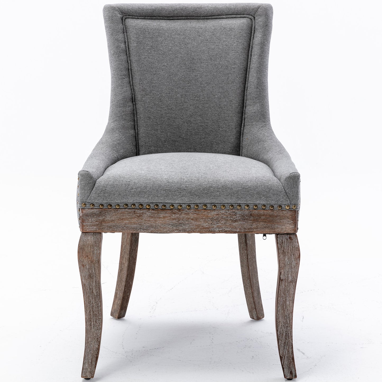 SYNGAR Upholstered Thickened Fabric Dining Chairs Set of 2, Solid Wood Contemporary Kitchen Chairs for Dining Room, Accent Chairs with Nail Head Decor, Gray