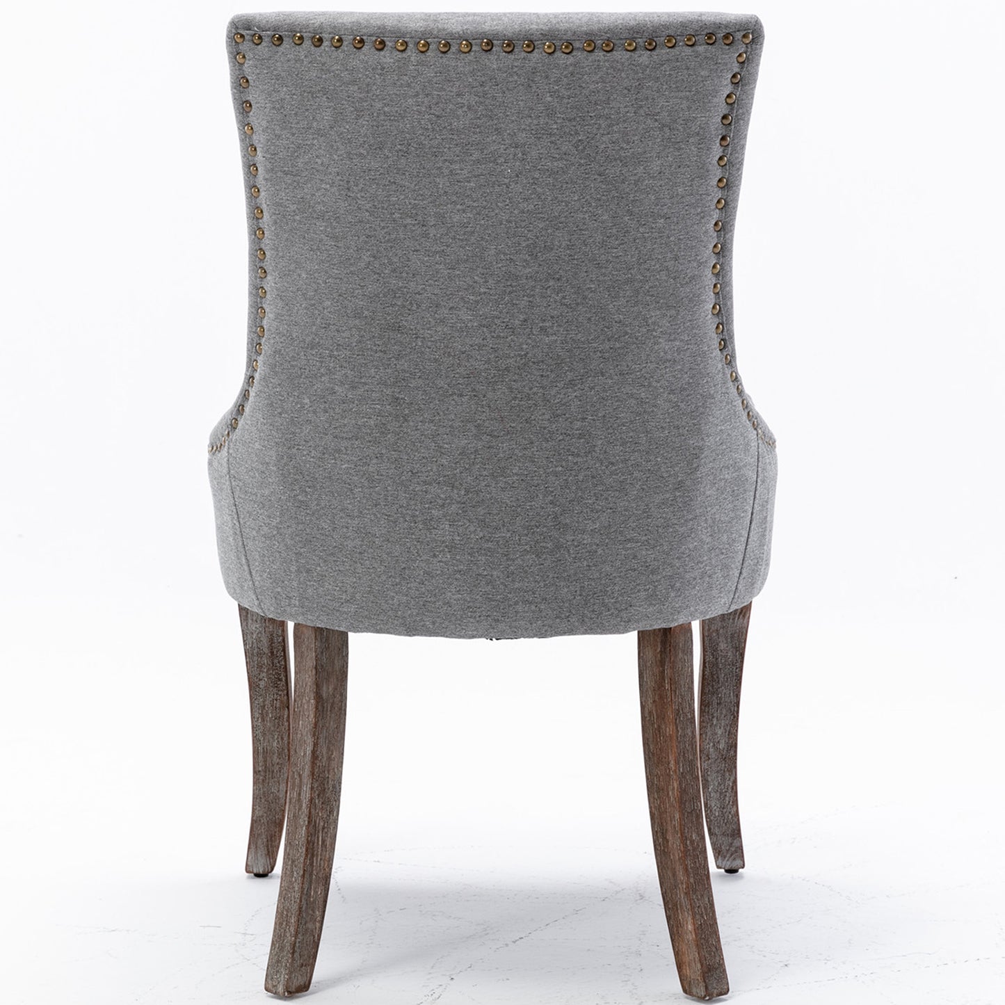 SYNGAR Upholstered Thickened Fabric Dining Chairs Set of 2, Solid Wood Contemporary Kitchen Chairs for Dining Room, Accent Chairs with Nail Head Decor, Gray